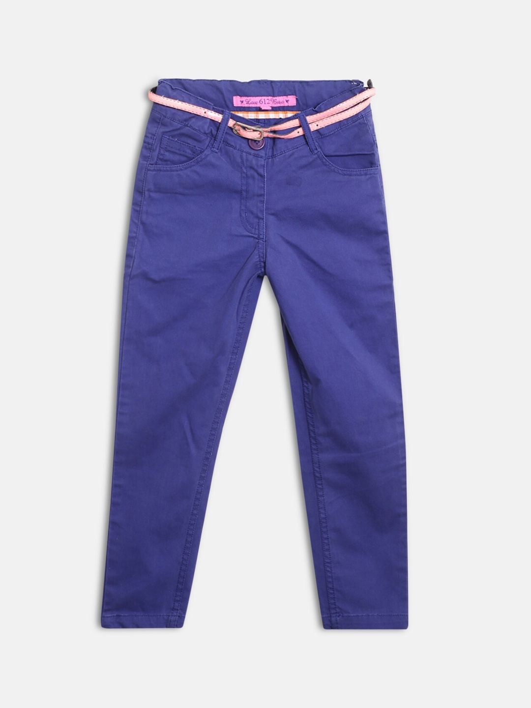 

612League Girls Blue Classic Slim Fit Trousers