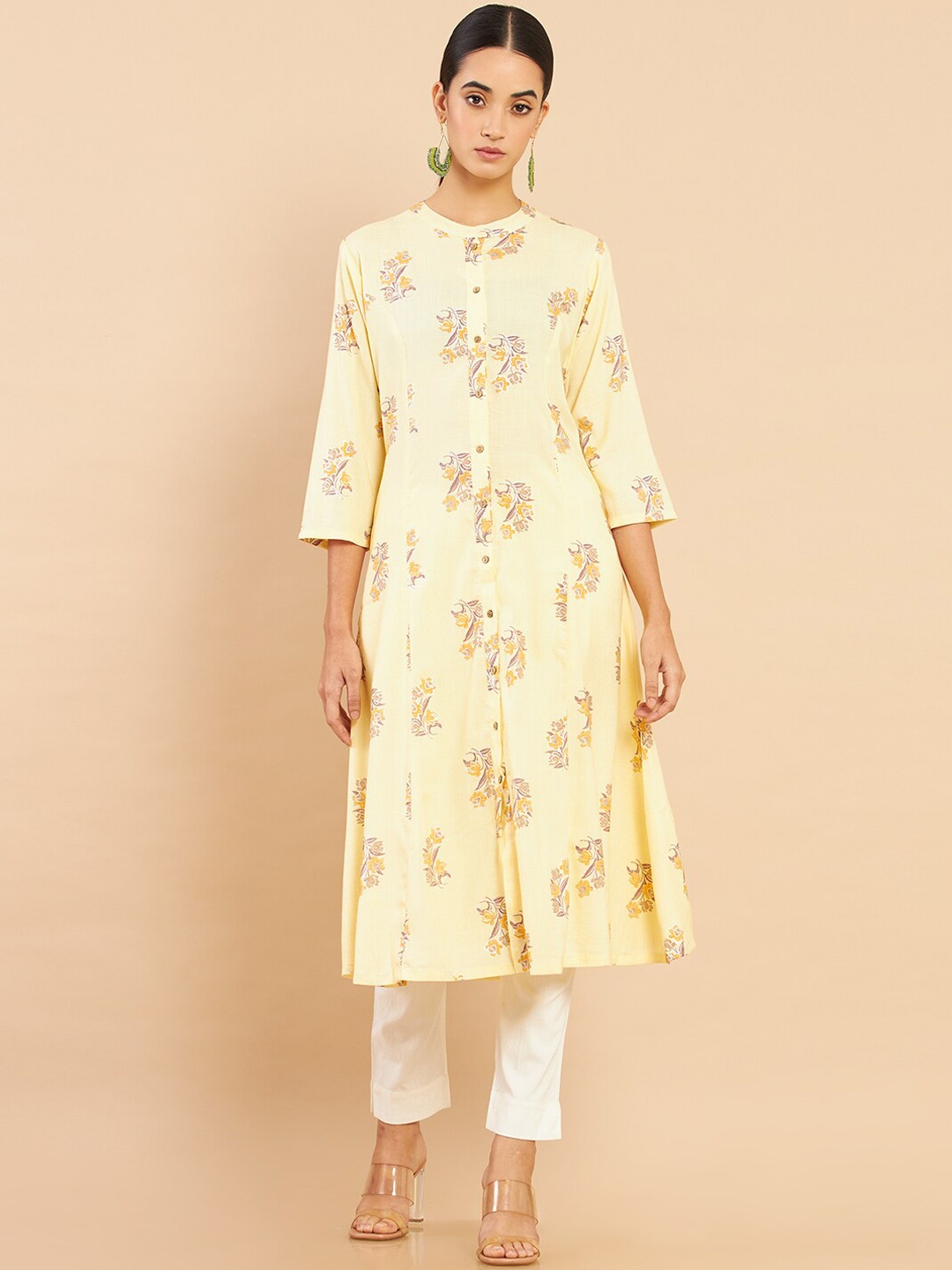 

Soch Women Yellow Floral Printed Kurta