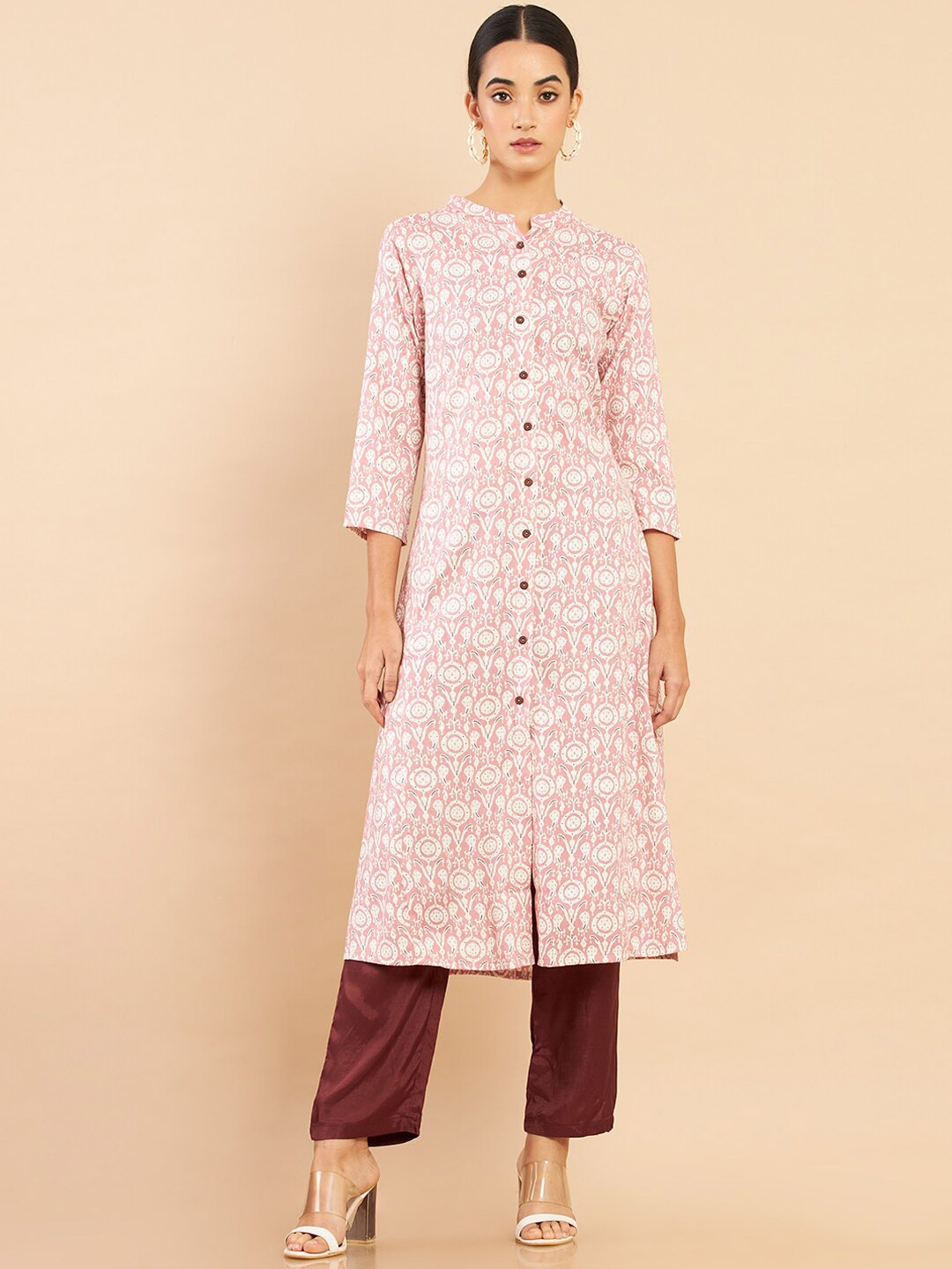 

Soch Women Pink Printed Kurta