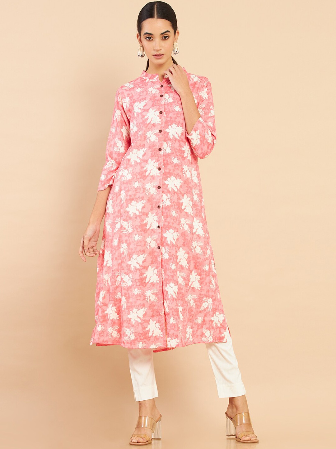 

Soch Women Pink Floral Printed Kurta