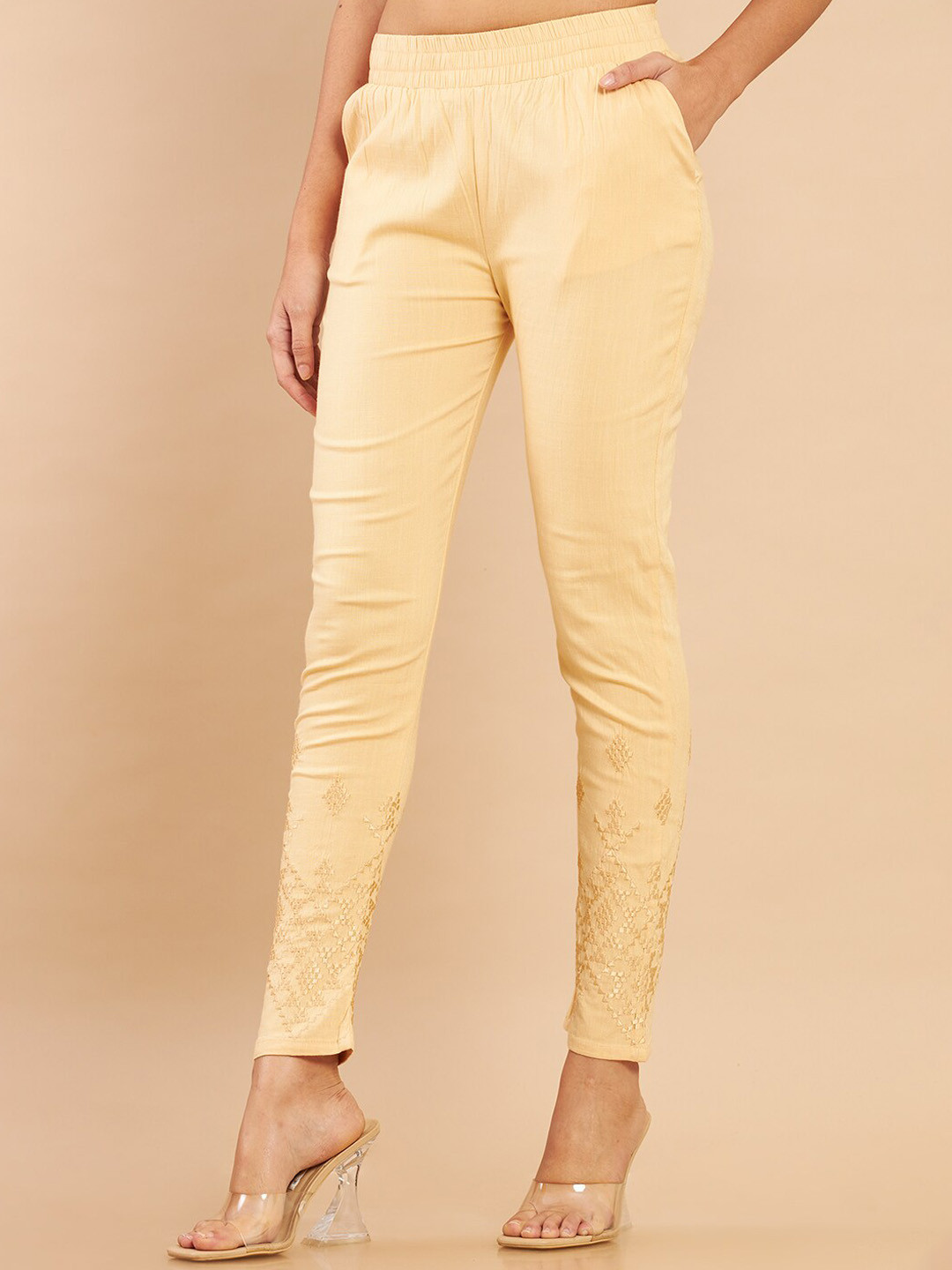 

Soch Women Beige Skinny Fit Trousers