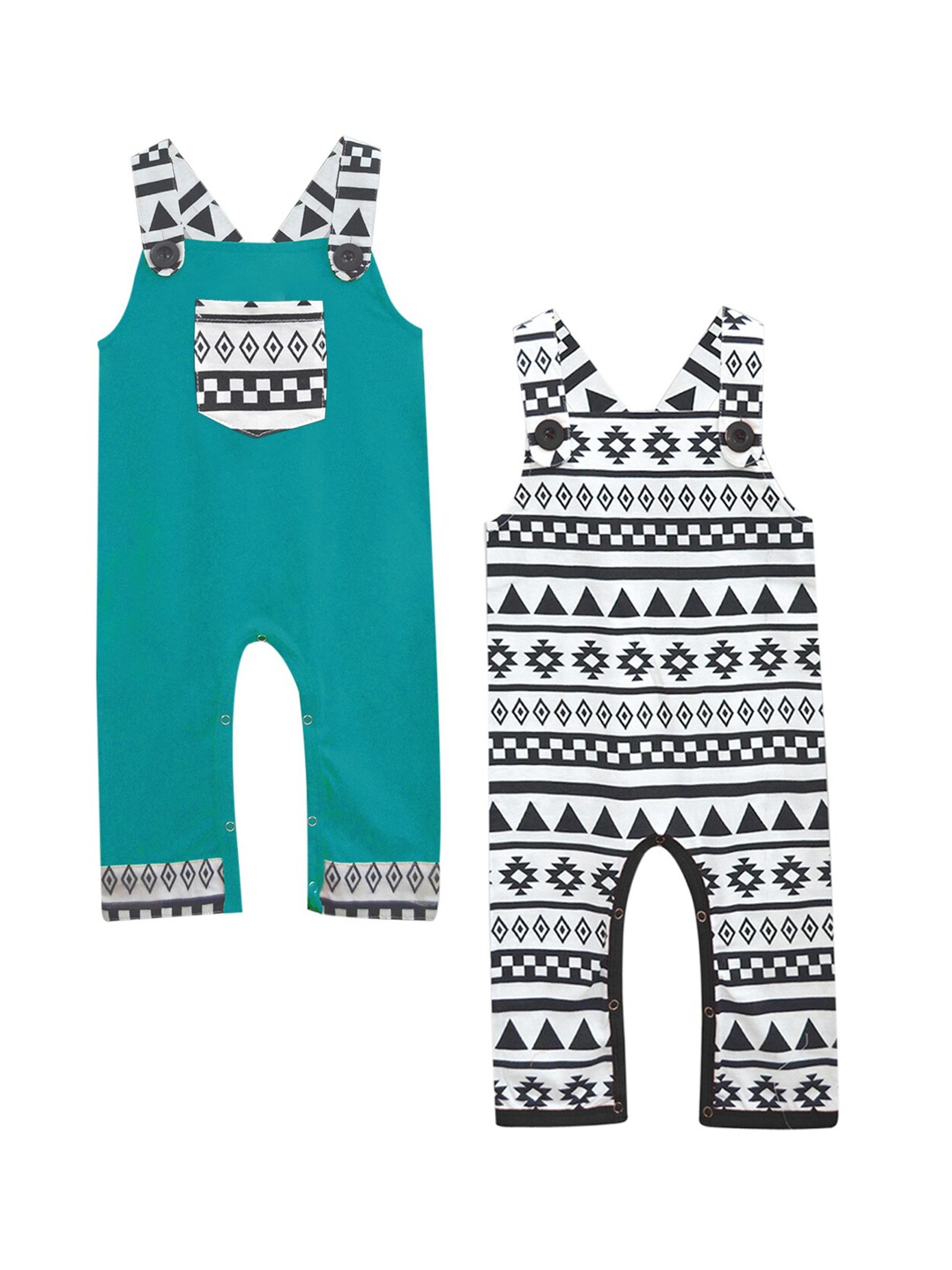 

A.T.U.N. Infant Pack of 2 White & Teal Printed Dungarees