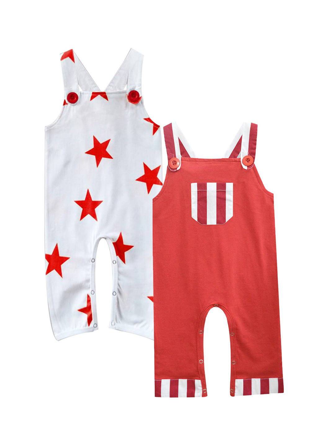 

A.T.U.N. Infant Pack of 2 Red & White Printed Dungarees