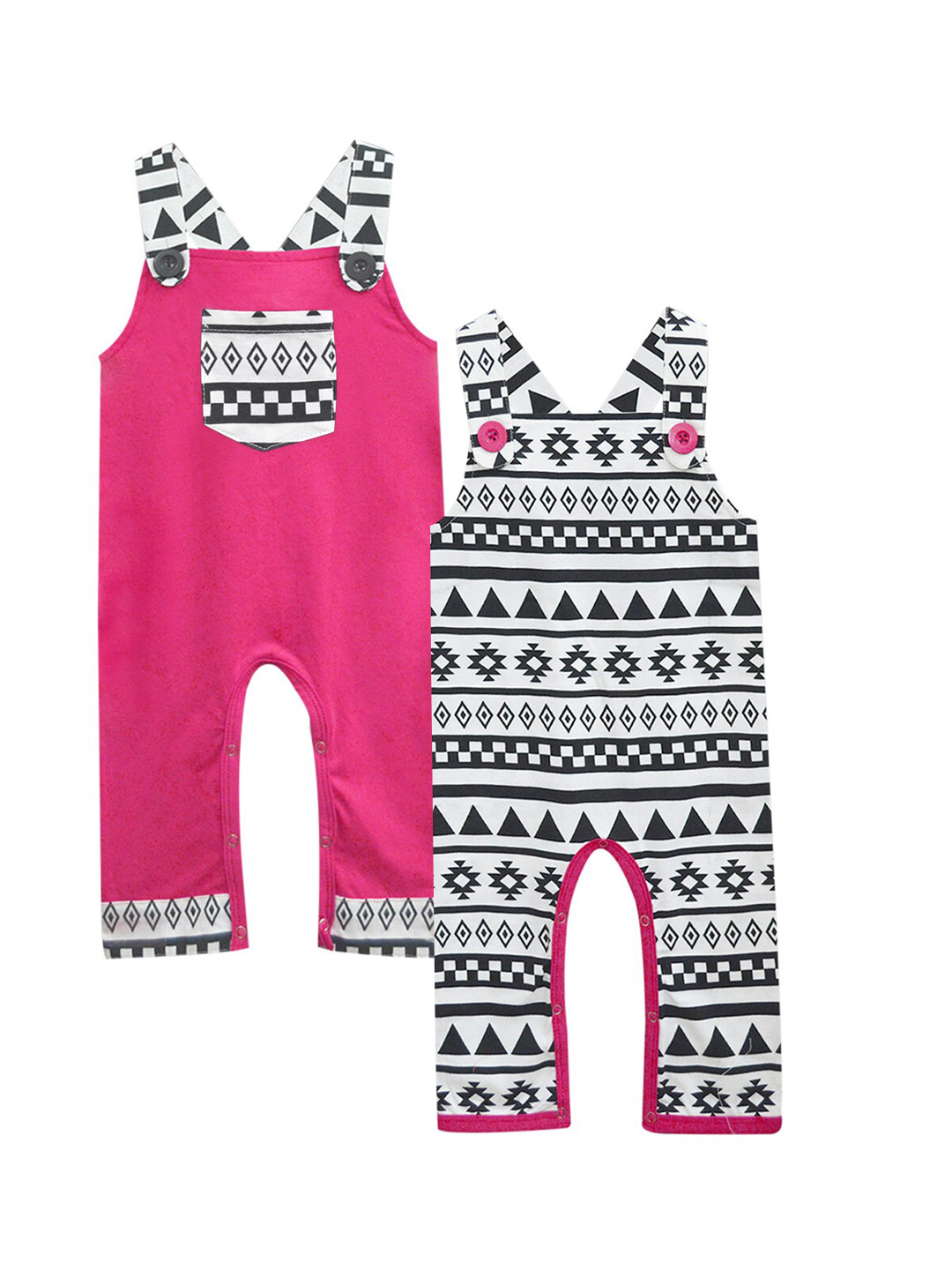 

A.T.U.N. Infant Pack of 2 Printed Cotton Dungarees, Fuchsia