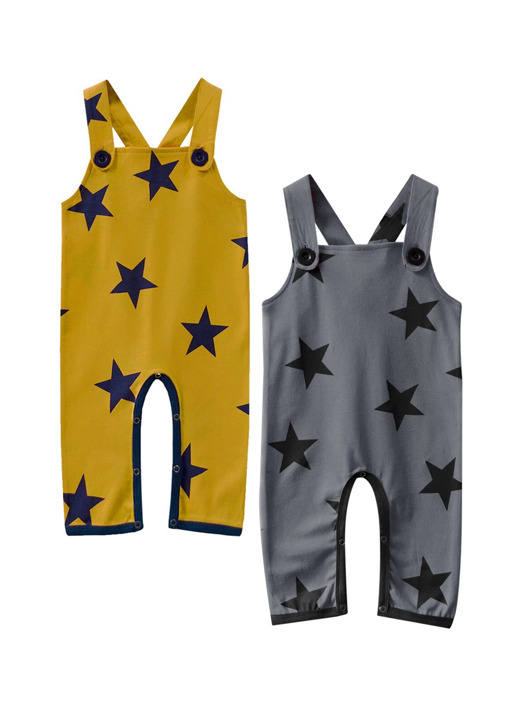 

A.T.U.N. Infants Pack Of 2 Printed Pure Cotton Straight Leg Dungarees, Charcoal
