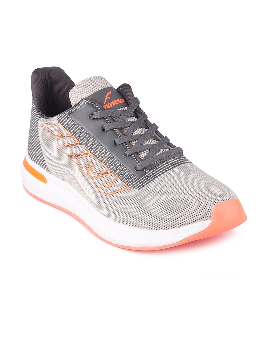 

FURO by Red Chief Men Grey & Orange Mesh Lace-Up Sports Running Shoes