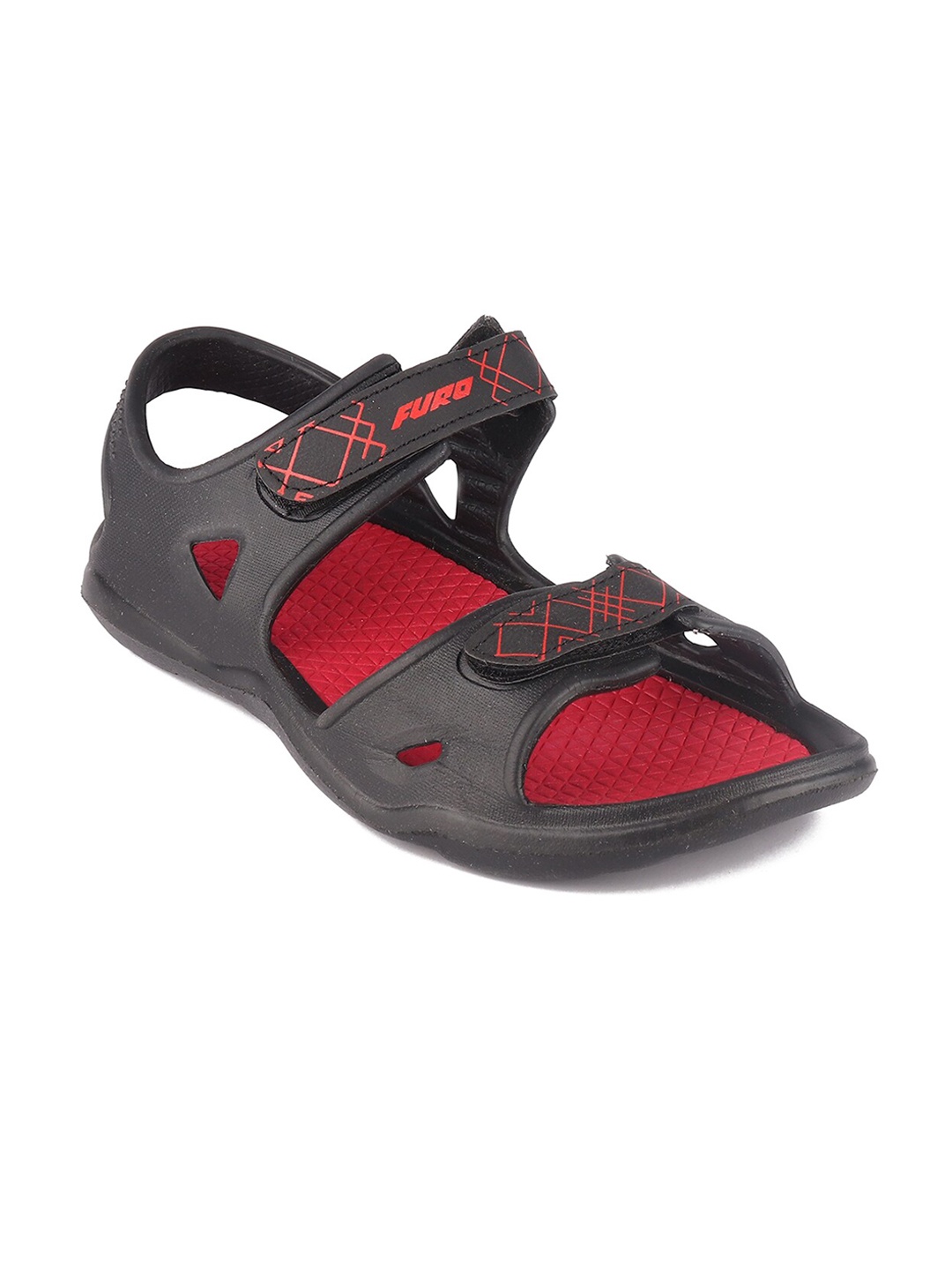 

FURO by Red Chief Men Black & Red Solid Sports Sandals