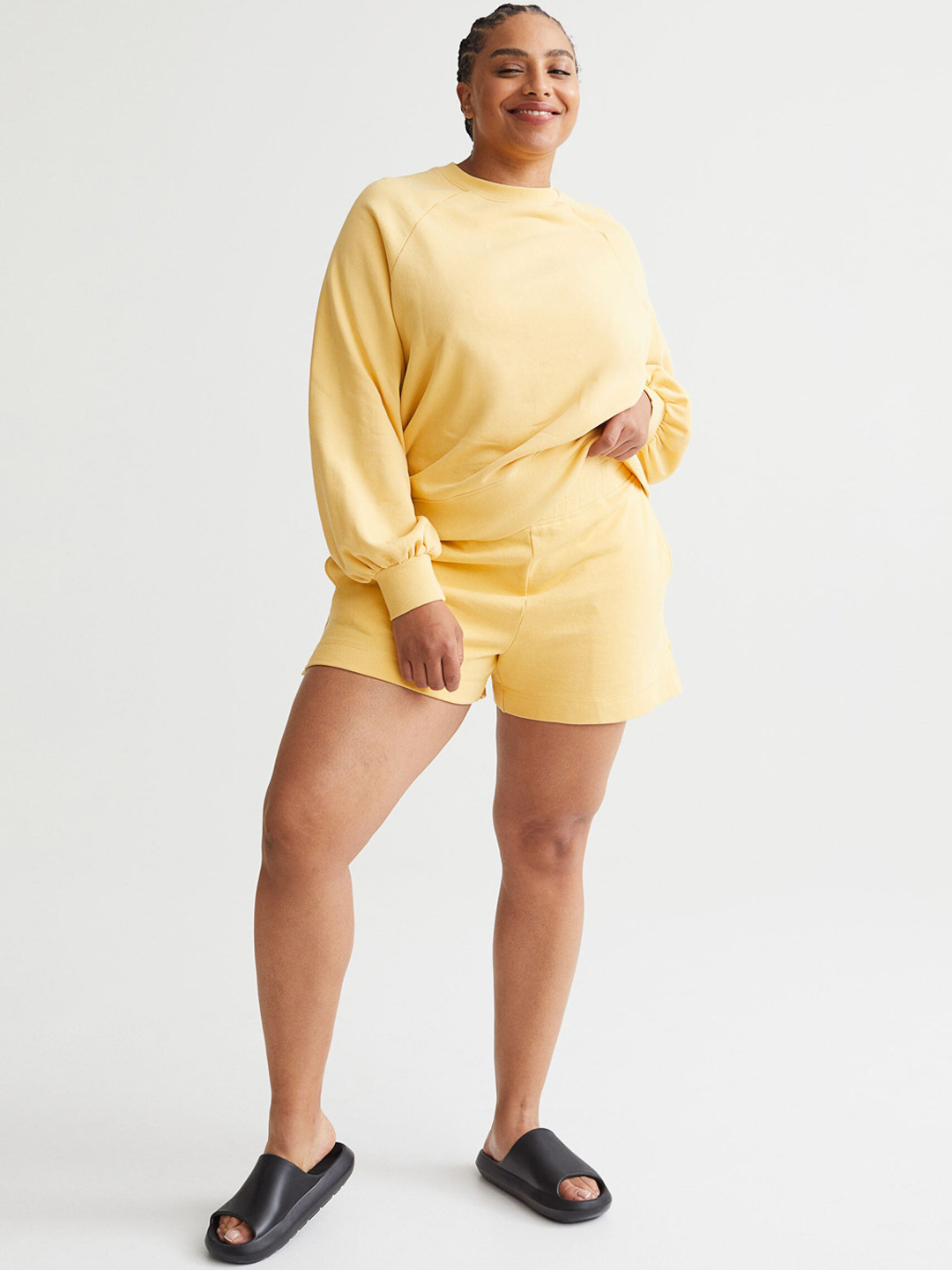 

H&M Women Yellow Cotton Sweatshorts