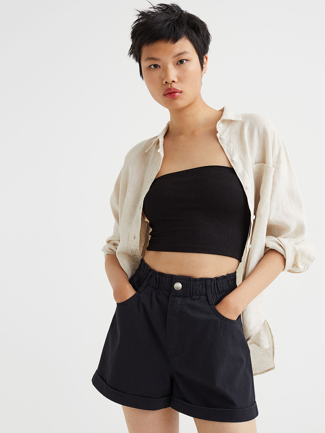 

H&M Women Black Shorts High Waist
