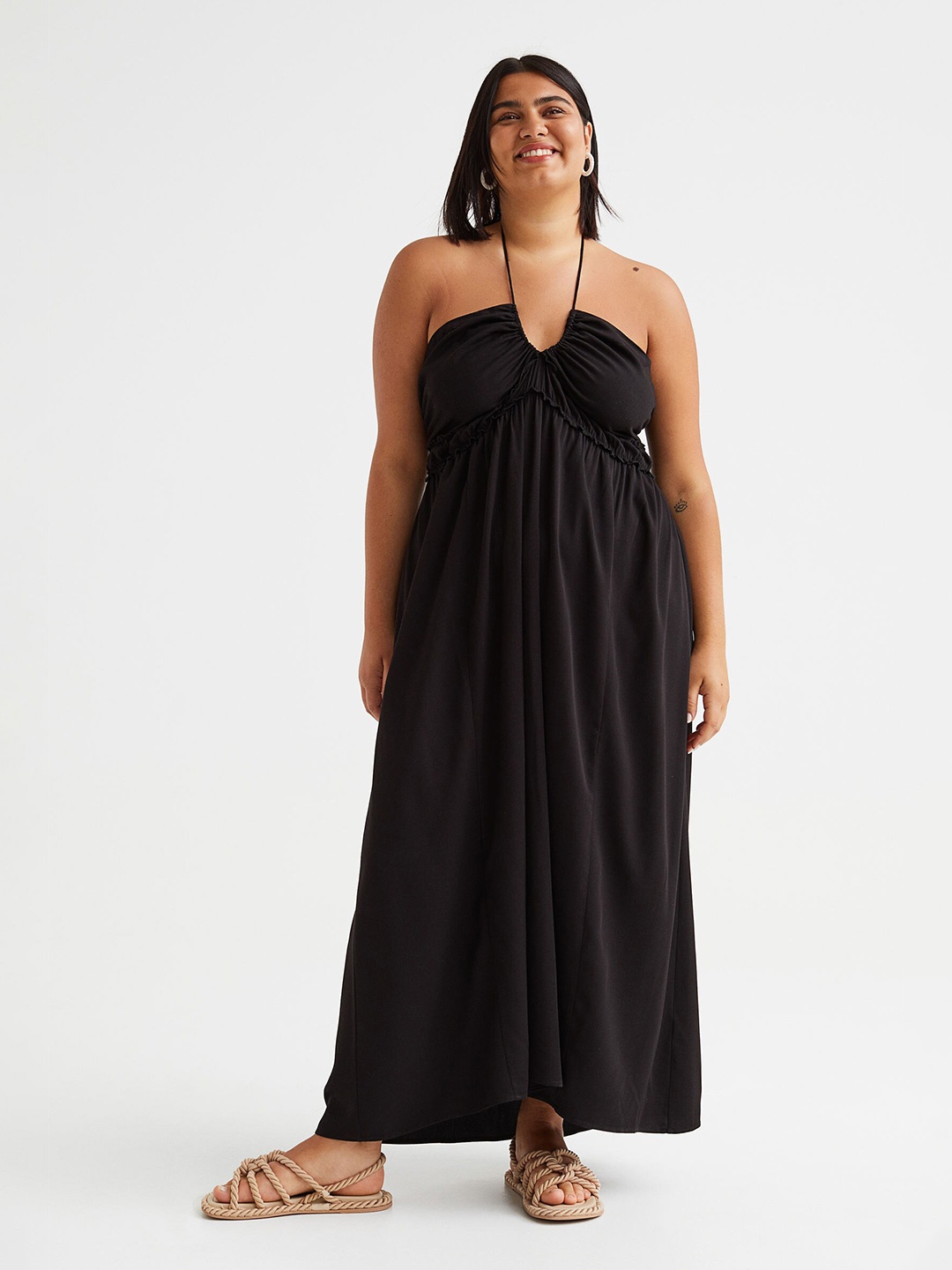 

H&M Plus Size Women Black Tie-detail Dress