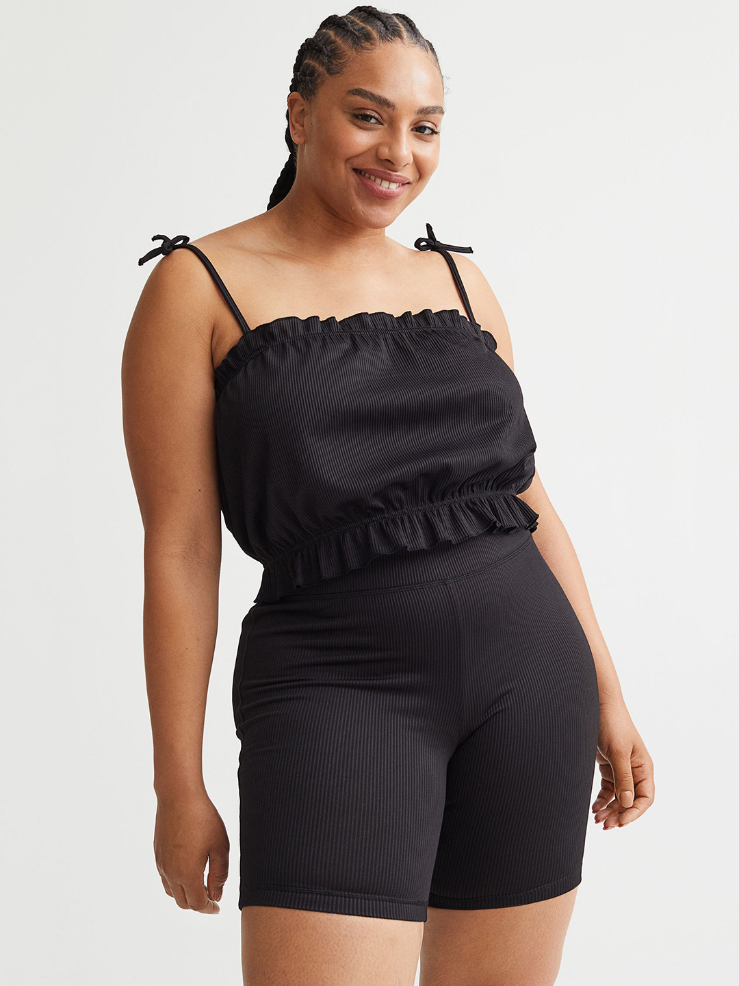 

H&M Women Black Ribbed Cycling Shorts