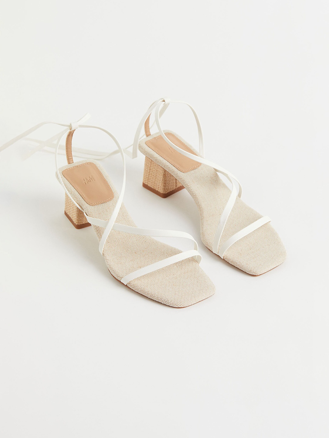 

H&M Beige Block-Heeled Tie-Strap Sandals