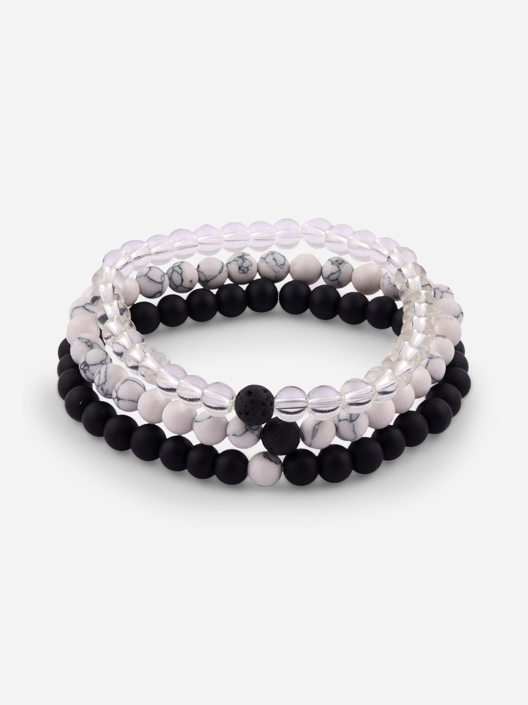 

The Bro Code Men Set Of 3 Black & White Bracelet