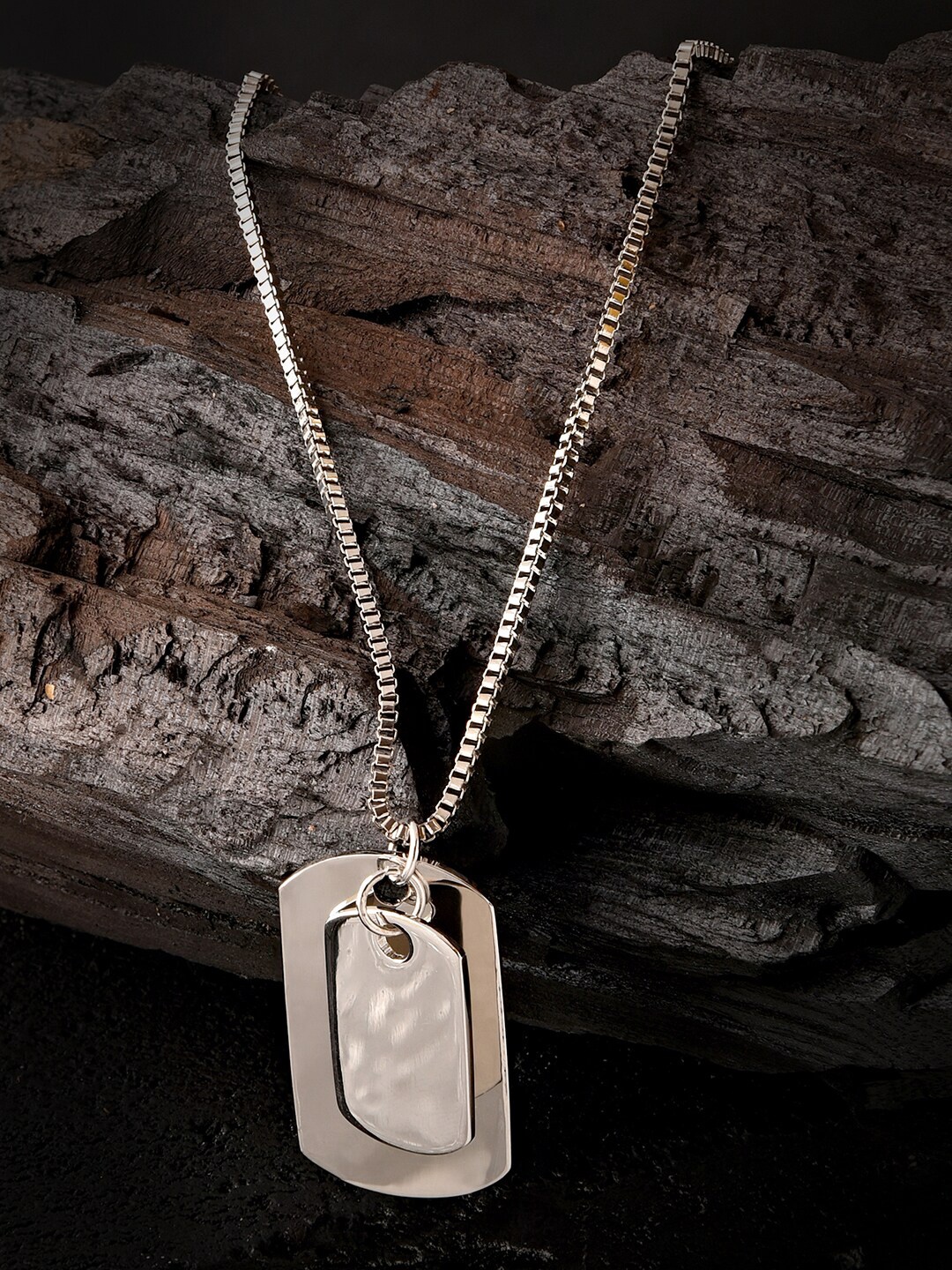 

The Bro Code Men Silver-Toned Silver-Plated Handcrafted Necklace
