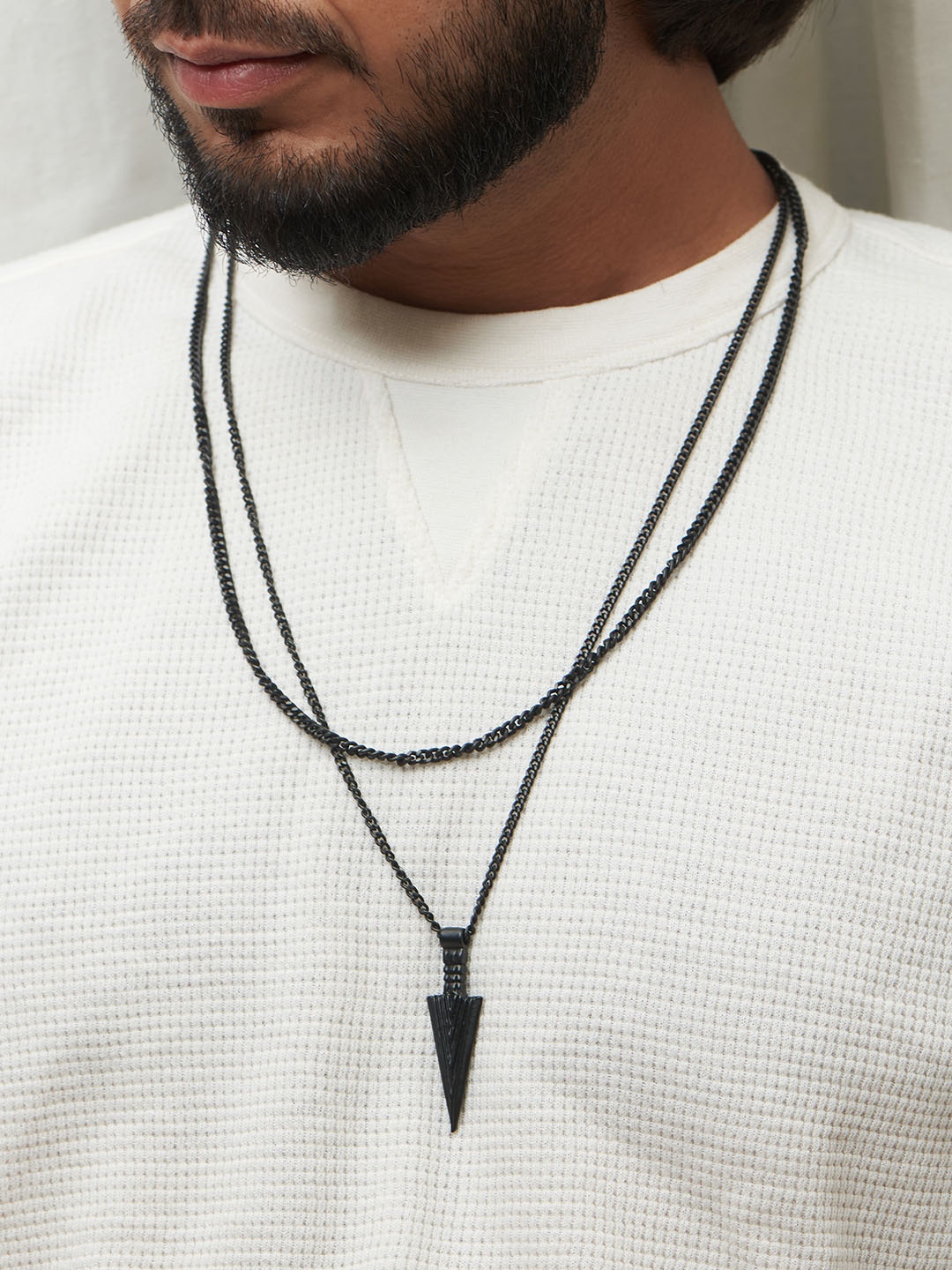 

The Bro Code Men Black Brass-Plated Layered Necklace