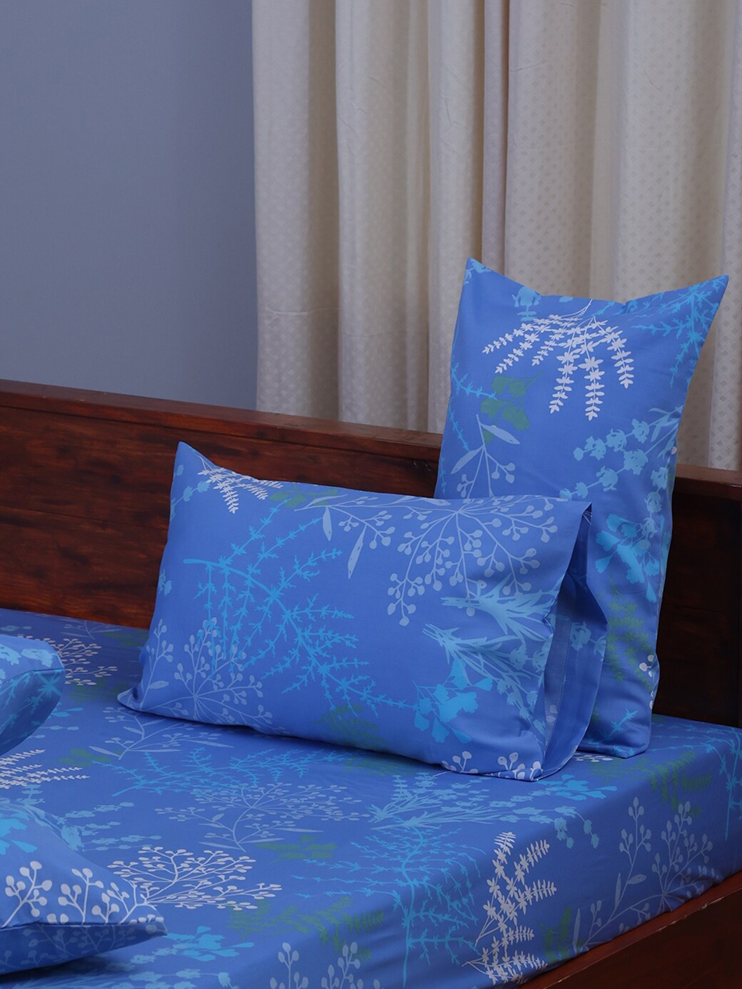 

Home Centre Pack Of 2 Printed Pure Cotton Pillow Covers, Blue