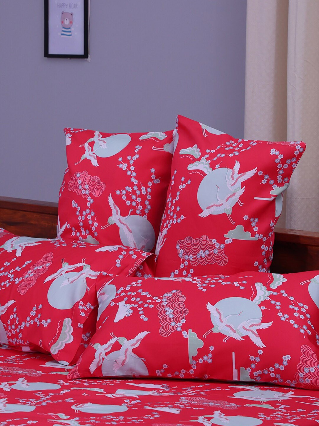 

BLUE DAHLIA Red Pack of 2 Cotton Pillow Covers