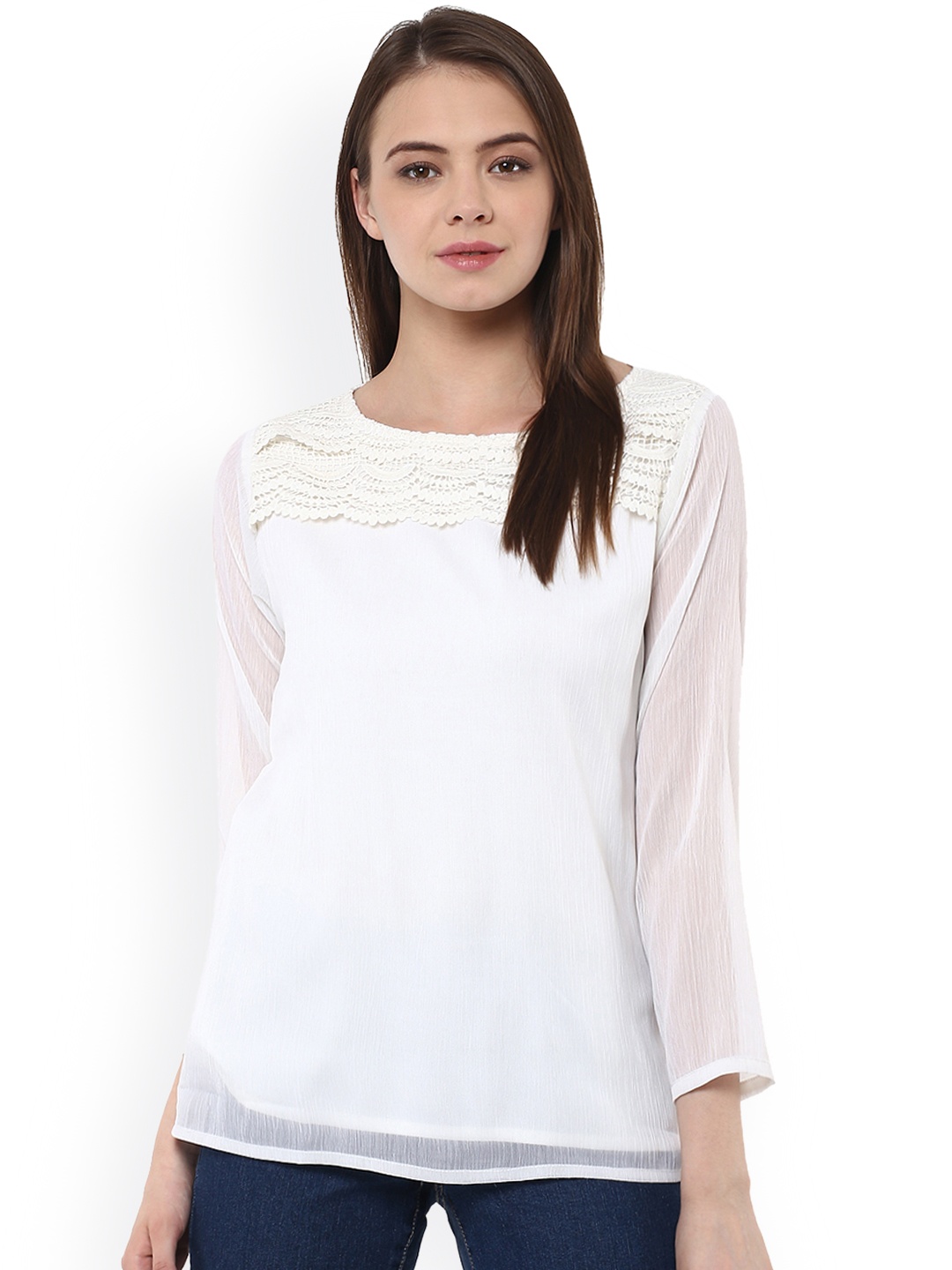 

Miss Chase Women Off-White Solid Top