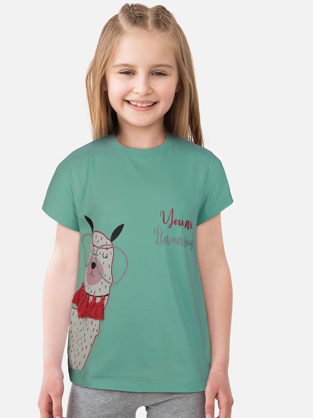

Gini and Jony Sea Green Graphic Printed Top