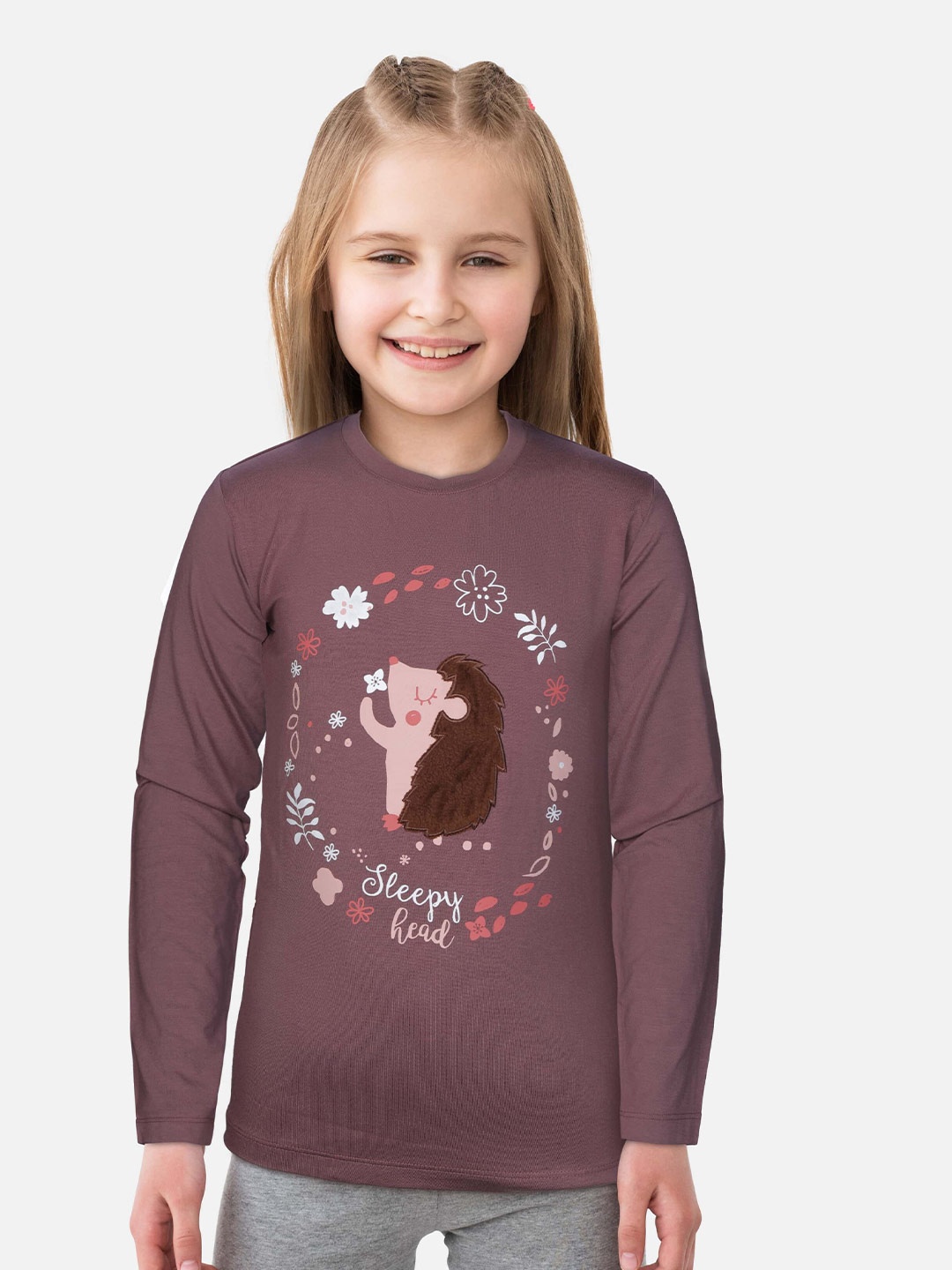

Gini and Jony Girls Mauve & White Print Top