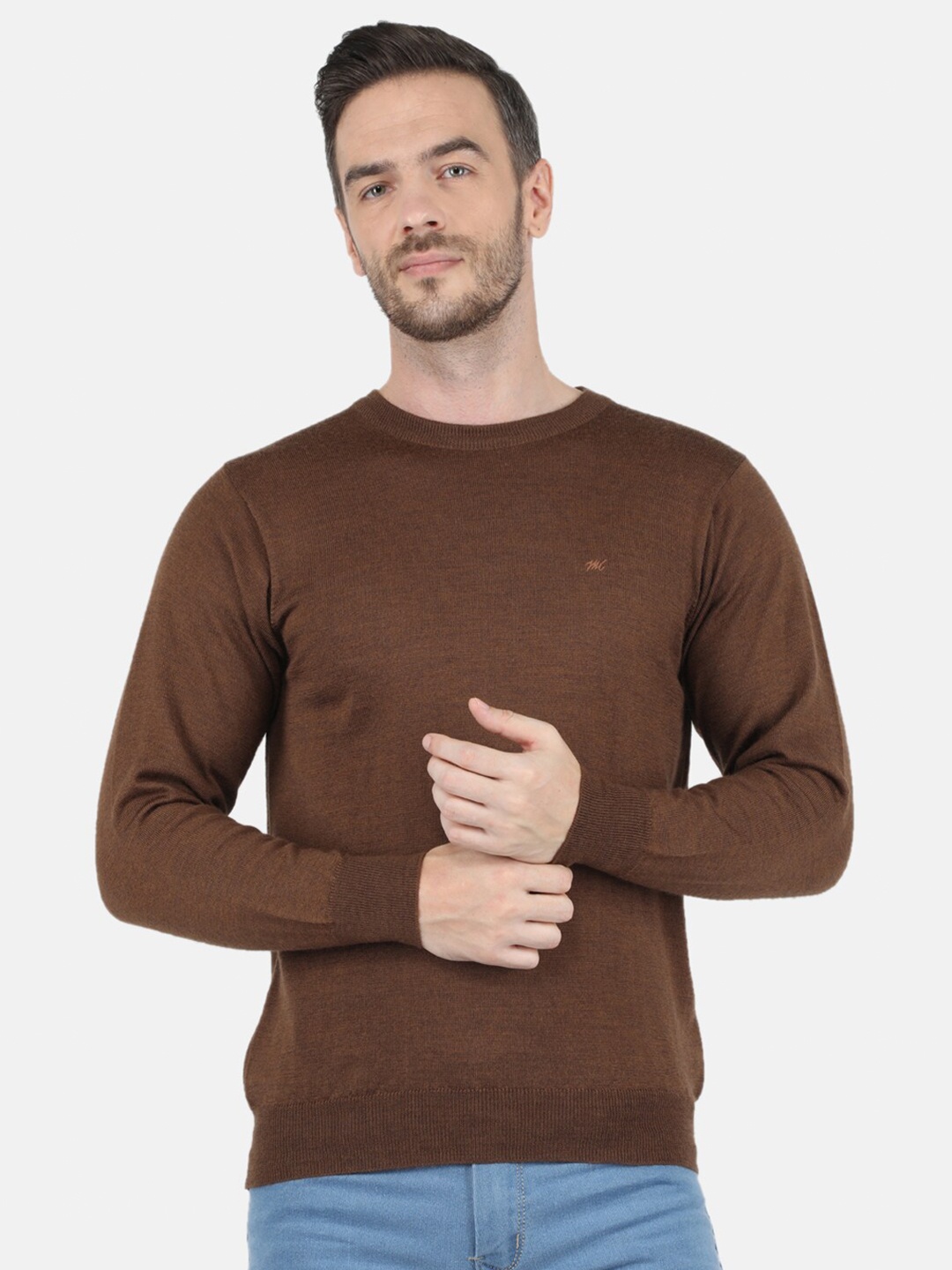 

Monte Carlo Men Brown Solid Woolen Pullover