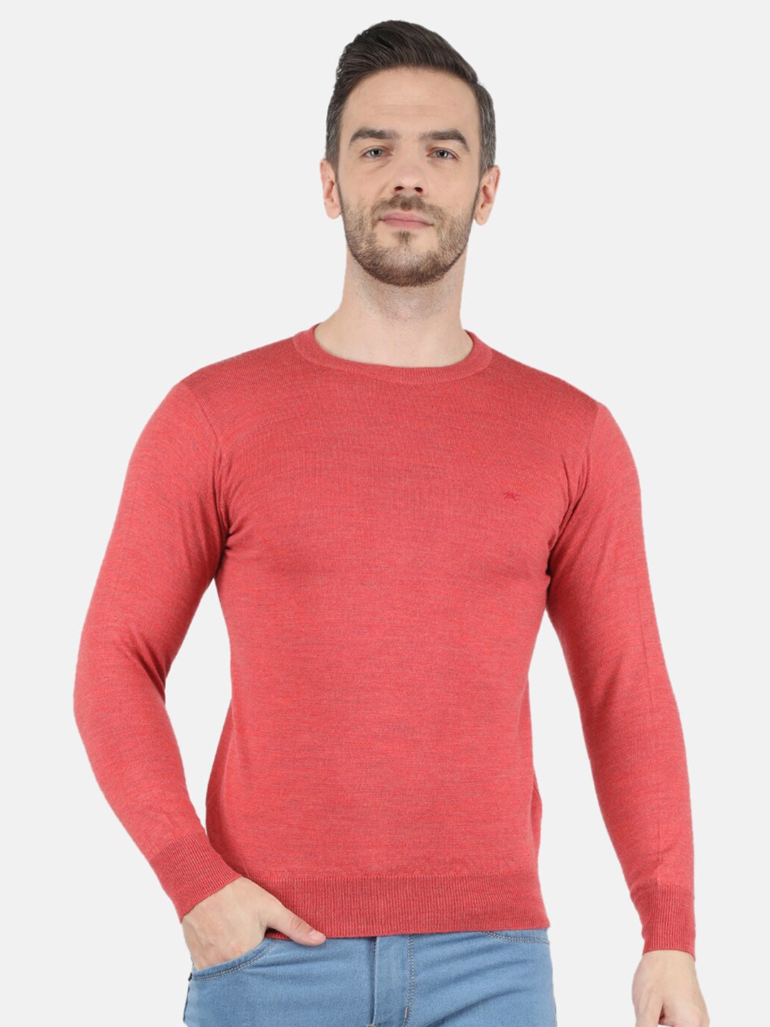 

Monte Carlo Men Red Solid Long Sleeves Round Neck Pullover