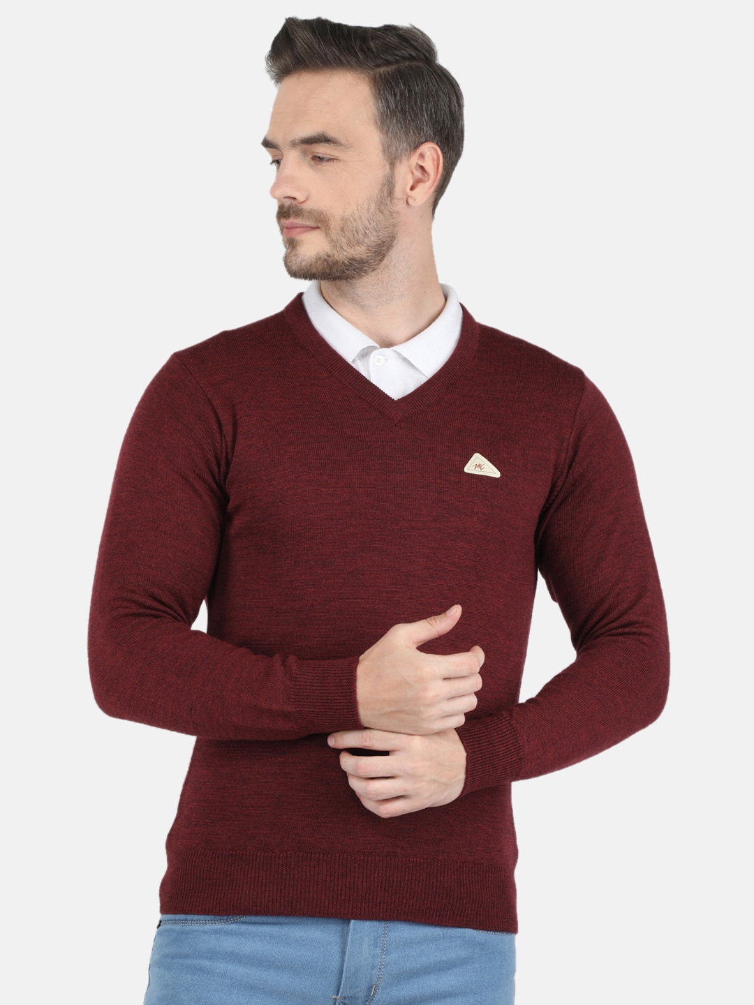 

Monte Carlo Men Maroon Striped Pullover