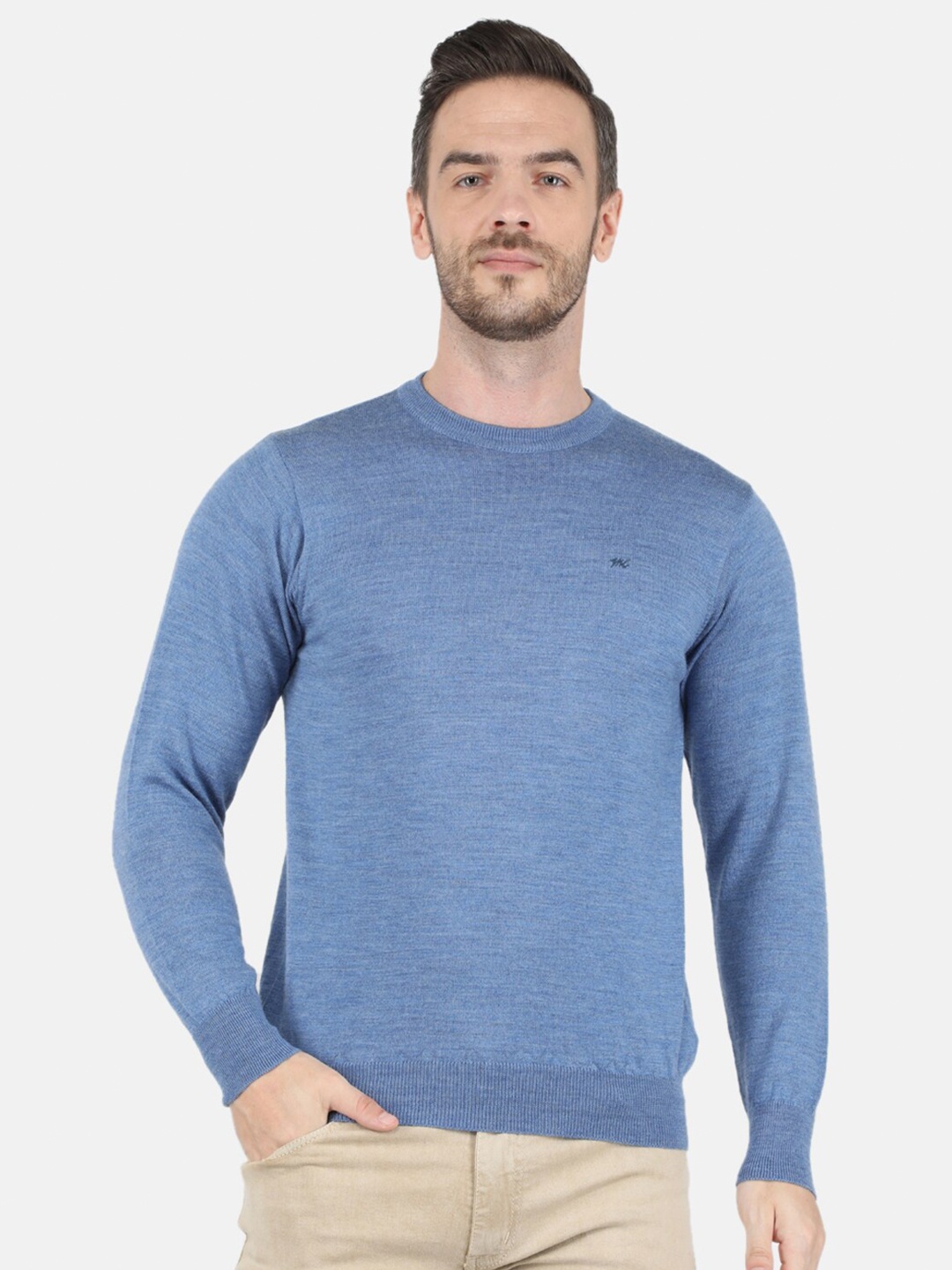 

Monte Carlo Men Blue Round Neck Pullover Sweater