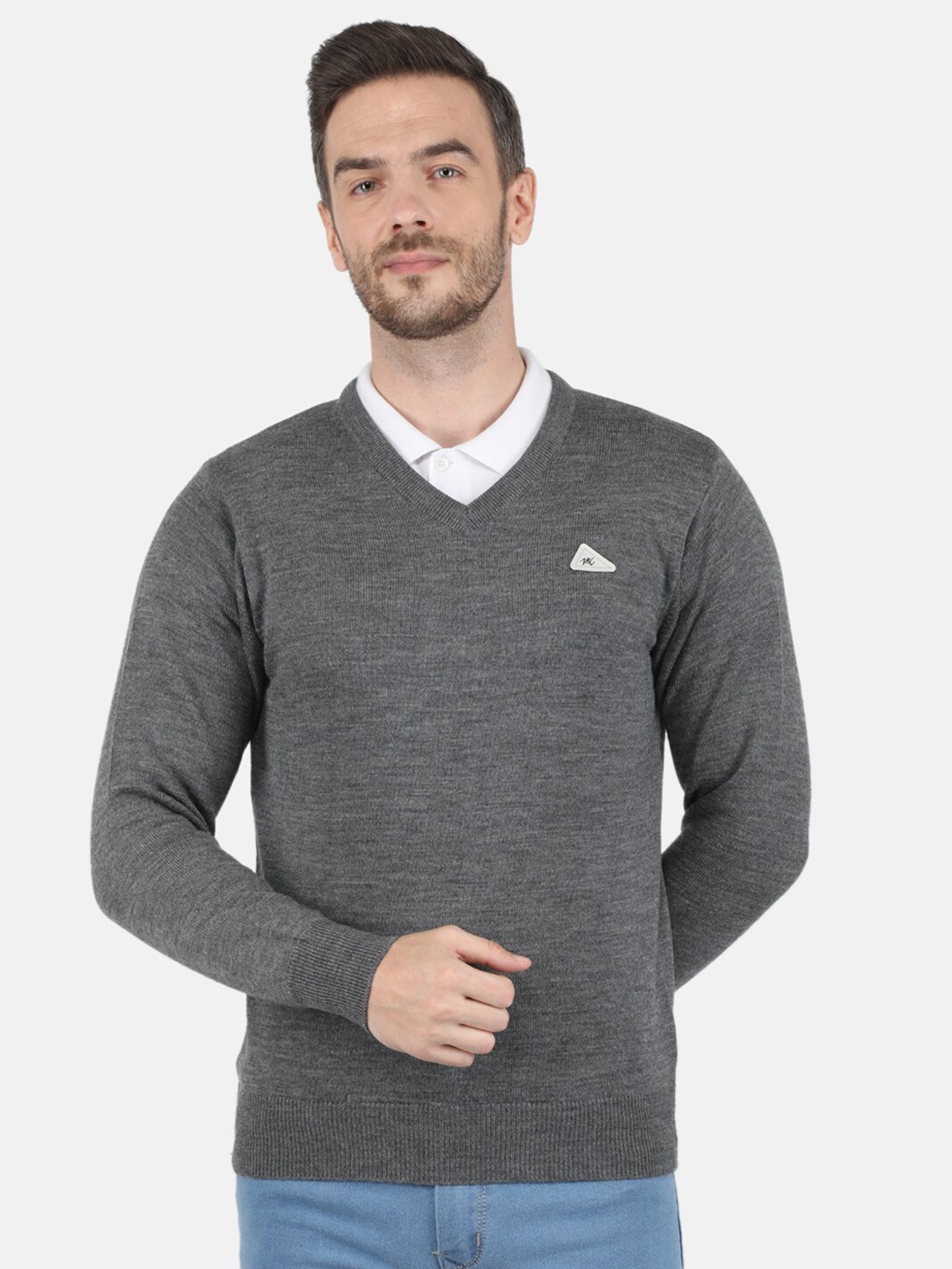 

Monte Carlo Men Grey Solid Pullover