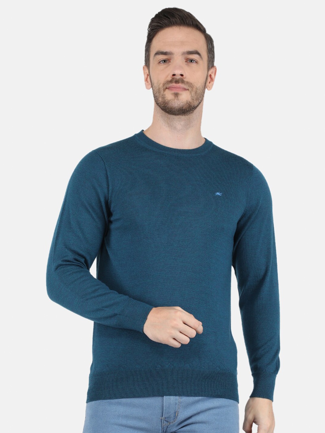 

Monte Carlo Men Teal Wool solid Pullover