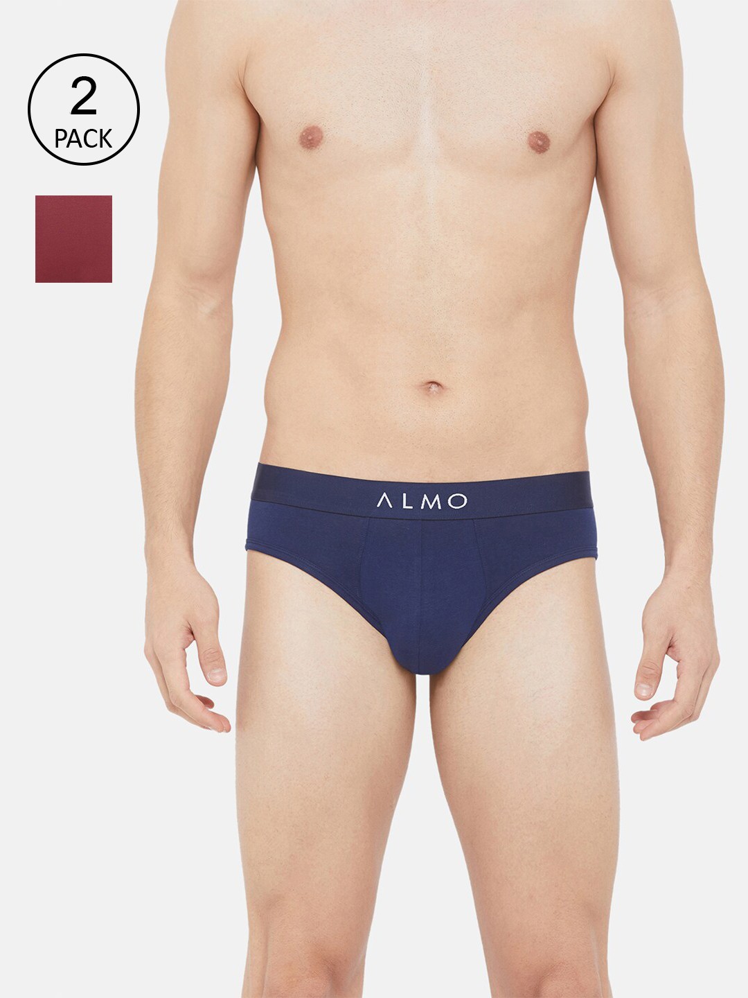

Almo Wear Men Pack Of 2 Solid Basic Briefs, Navy blue
