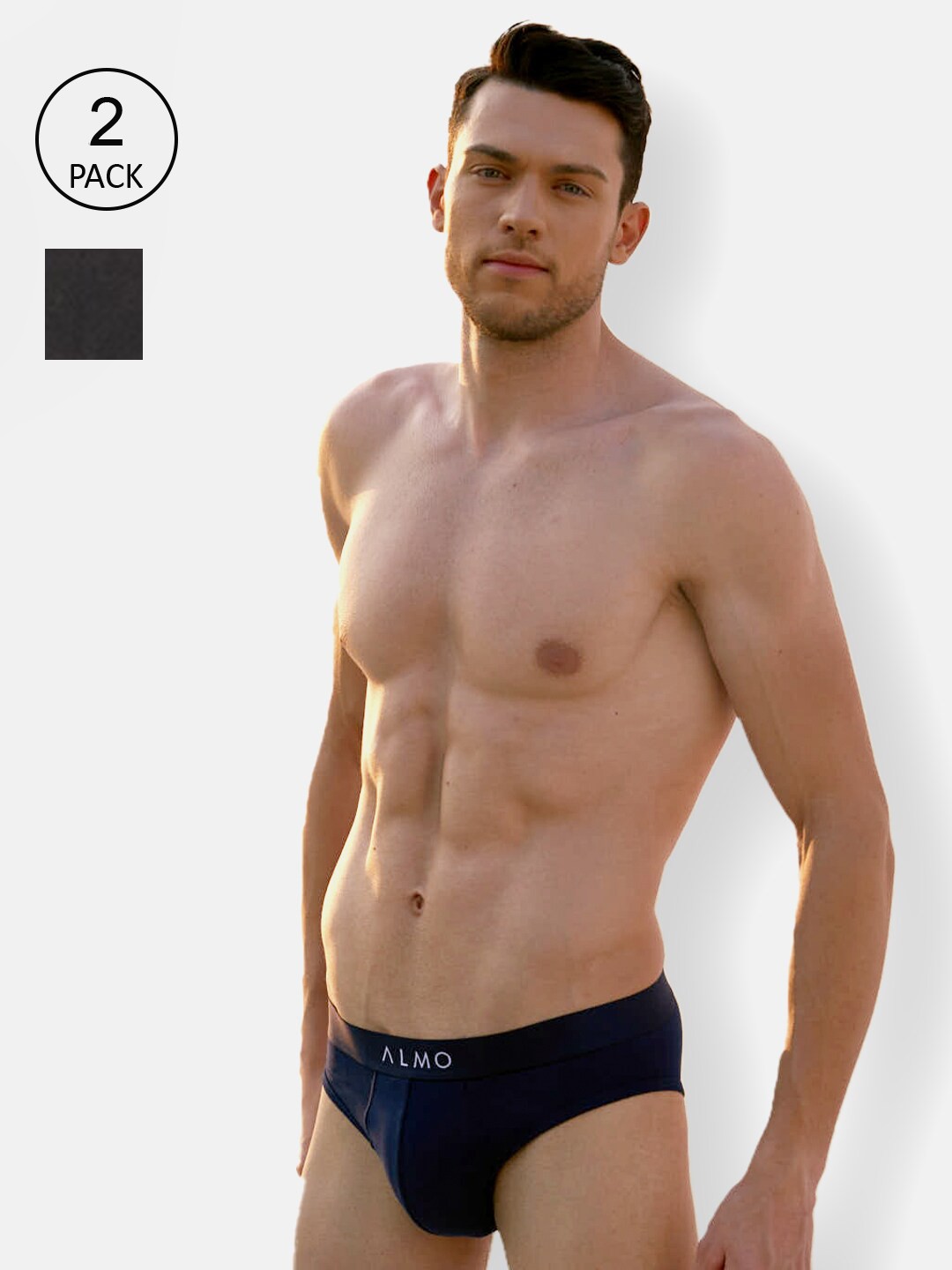 

Almo Wear Men Pack Of 2 Black Solid Basic Briefs Rico-B-BB
