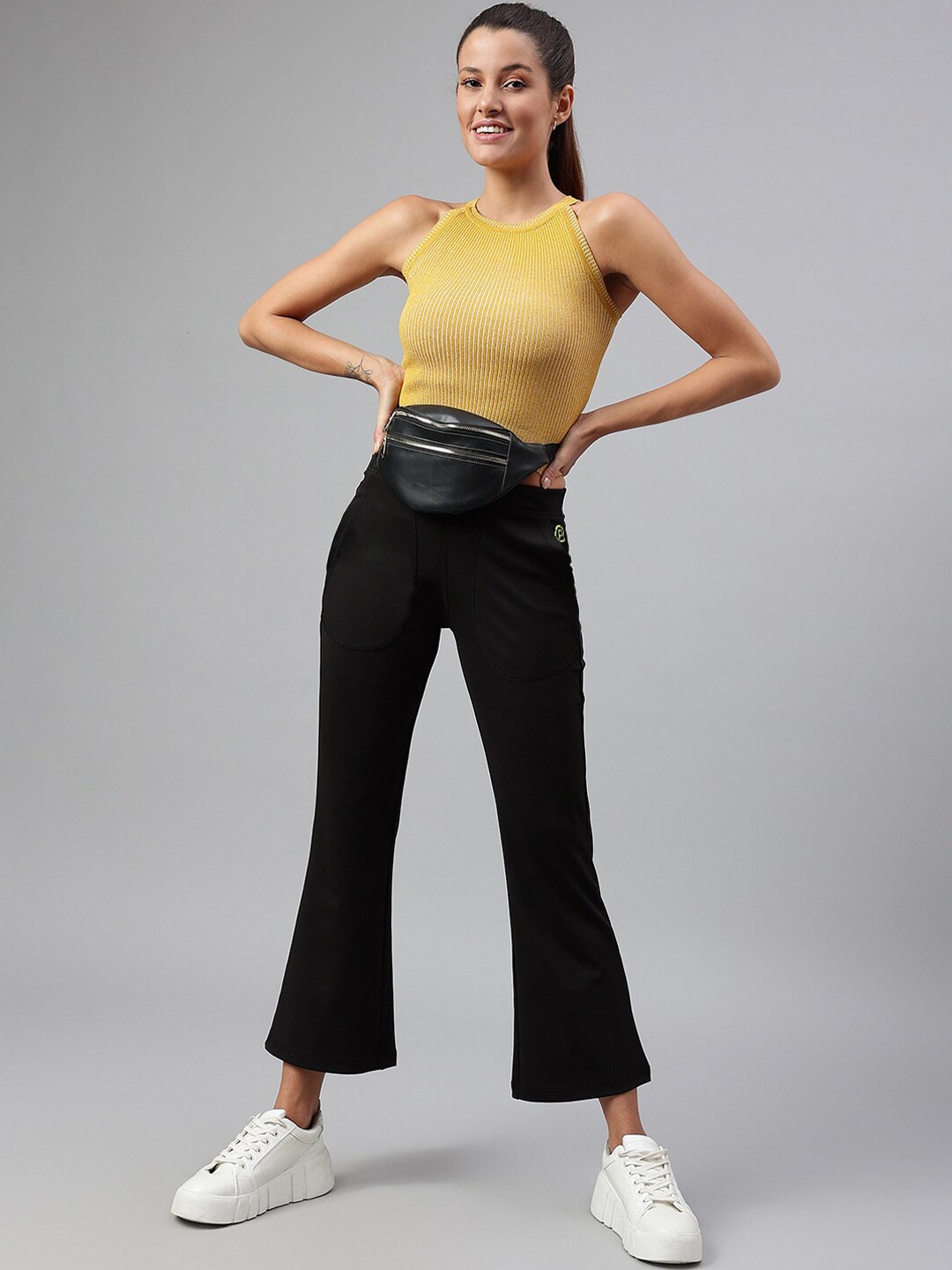 

Pritla Yellow Striped Halter Neck Organic Cotton Crop Top