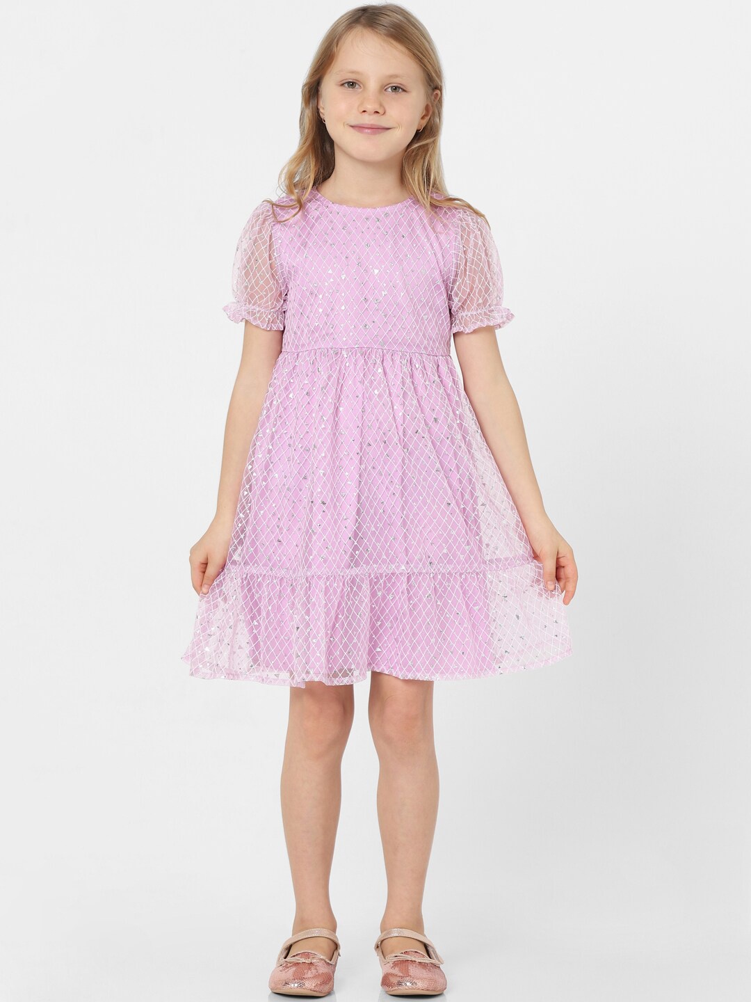 

KIDS ONLY Purple Checked Fit & Flare Dress