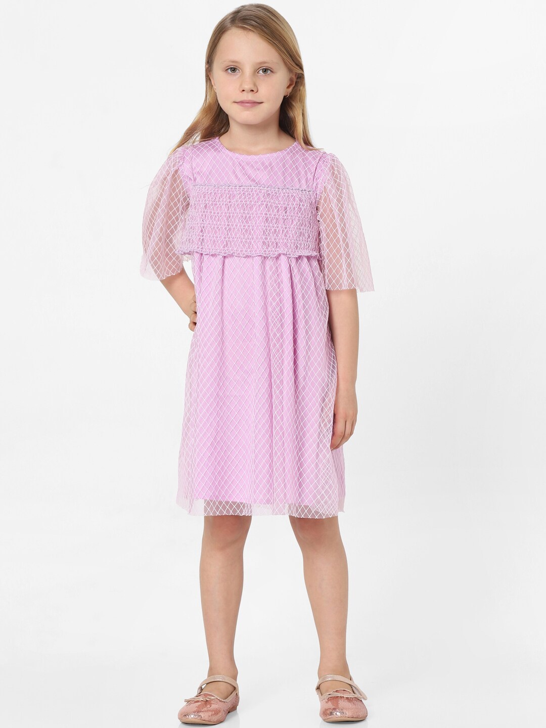 

KIDS ONLY Purple Checked A-Line Dress