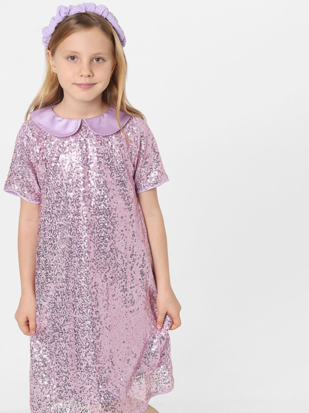 

KIDS ONLY Purple Embellished Peter Pan Collar A-Line Dress