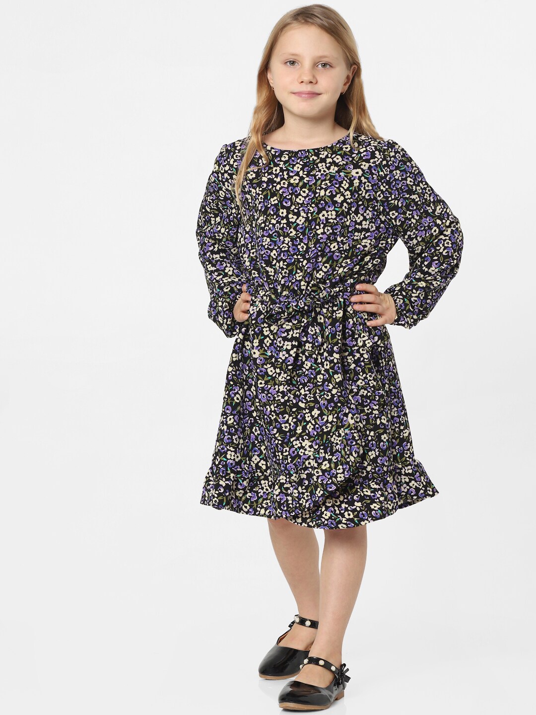 

KIDS ONLY Kids Girls Blue & White Floral Wrap Dress