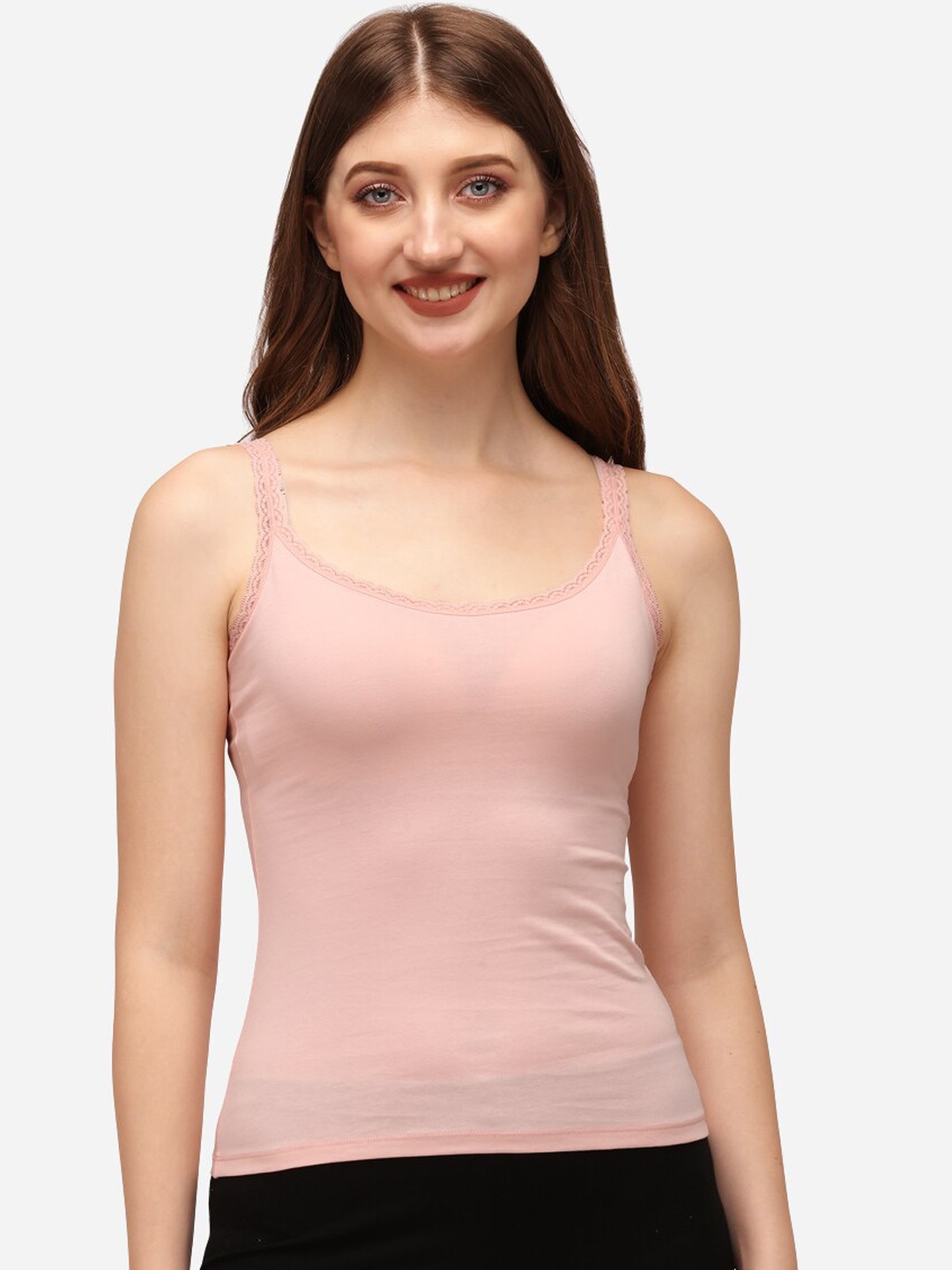

Soie Women Peach Solid Camisoles