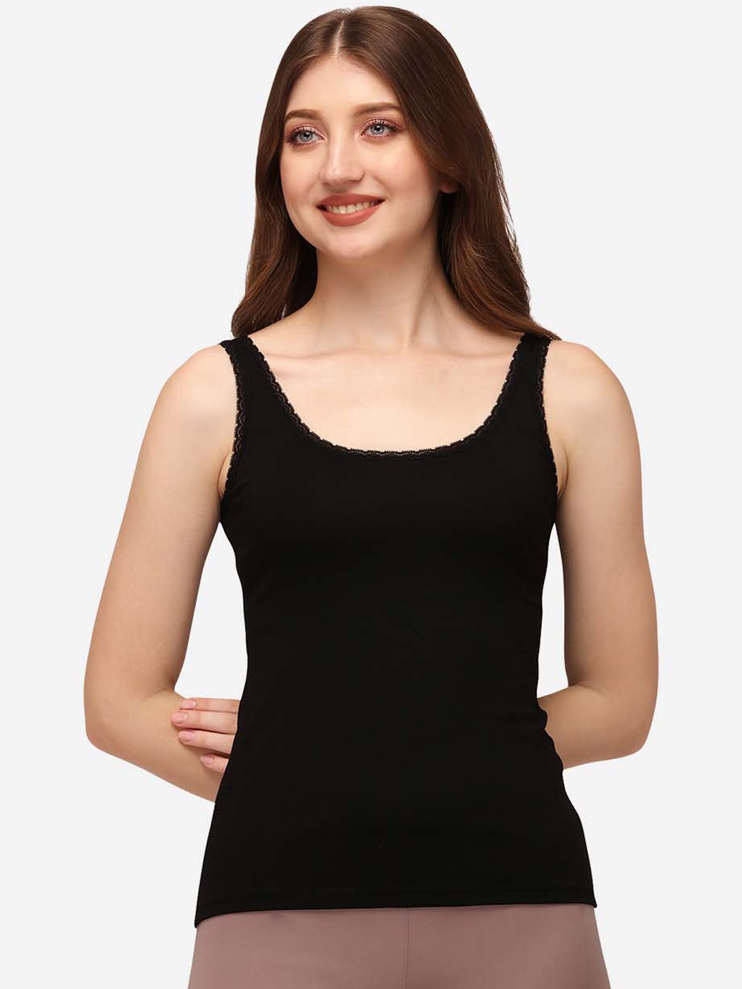 

Soie Women Black Solid Camisoles