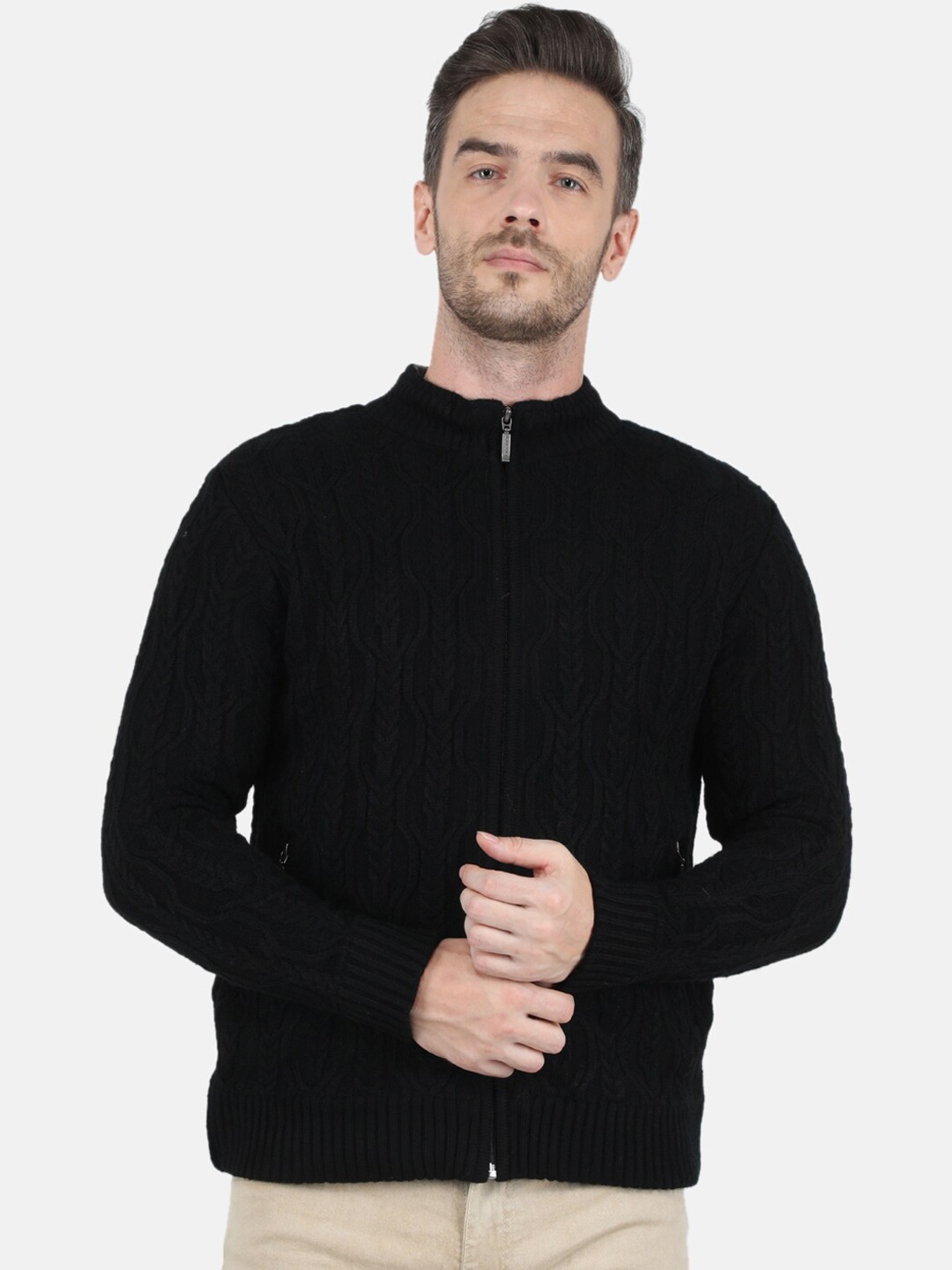 

Monte Carlo Men Black Geometric Open Front Jacket