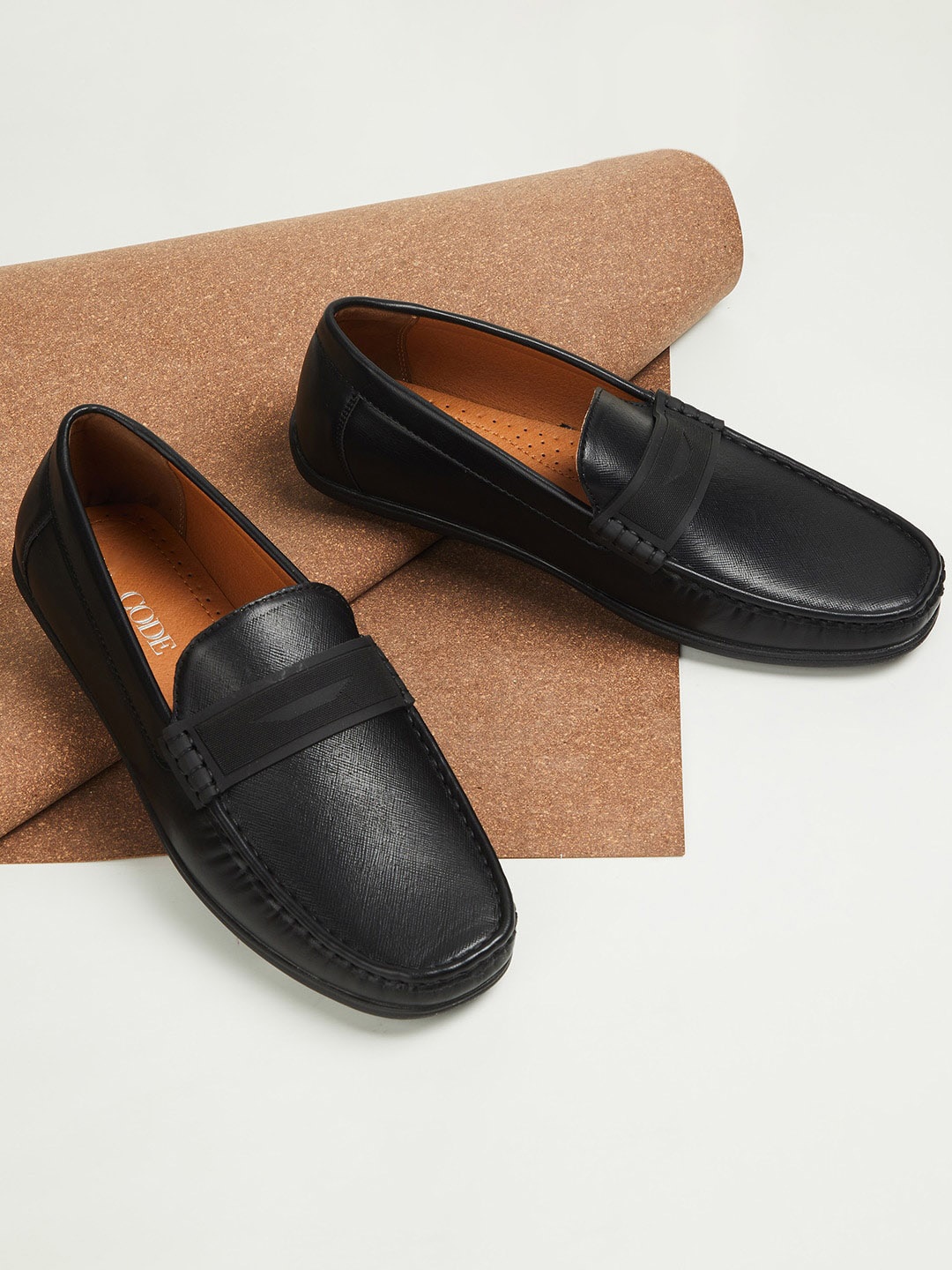 

CODE by Lifestyle Men Black Solid Square-Toe Loafer Formal Shoes
