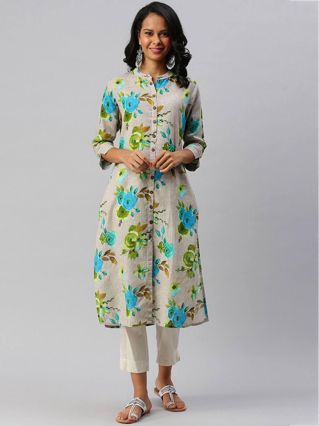 

Soch Women Off White Floral Printed Kurta