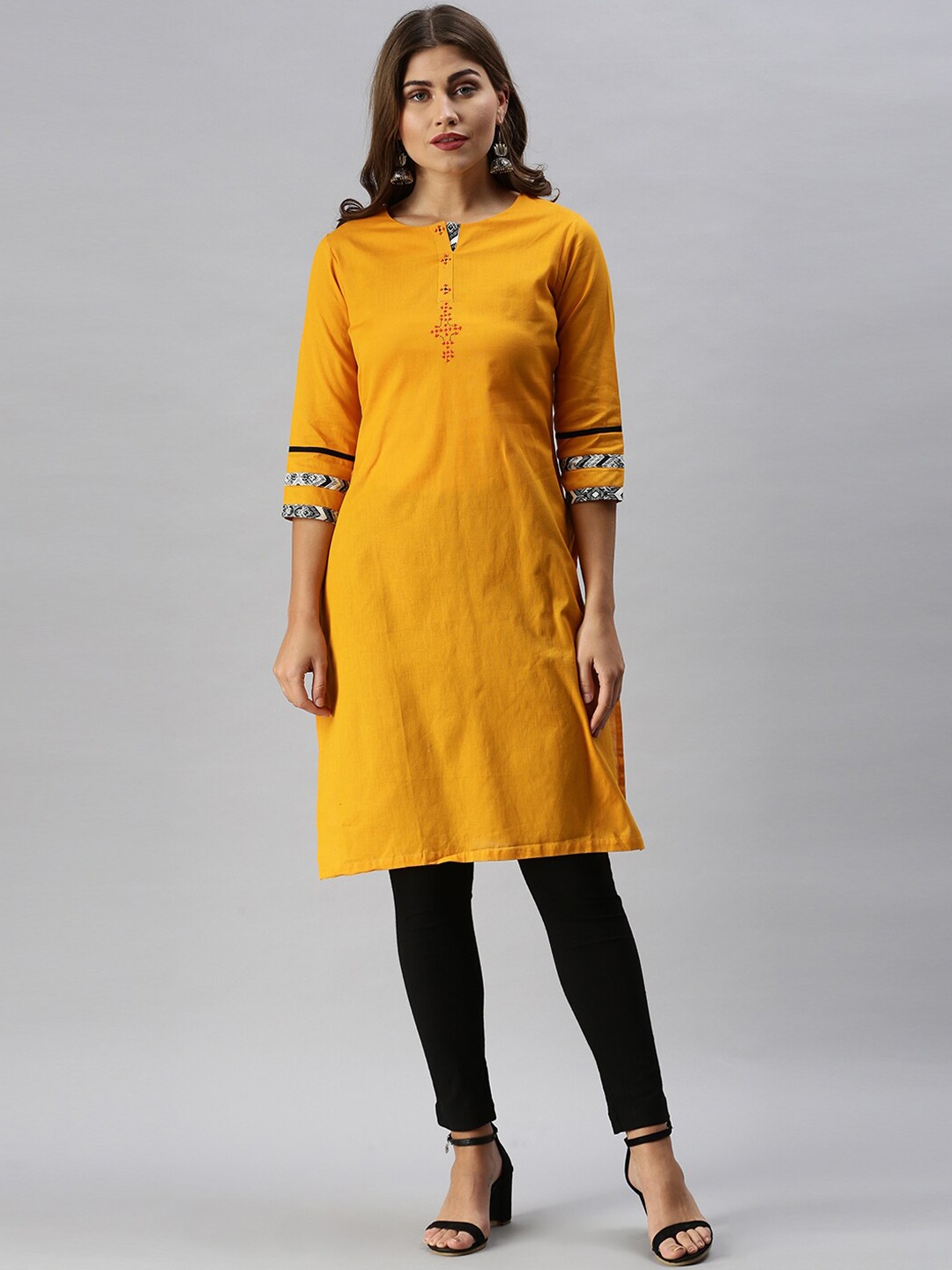 

Soch Women Mustard Yellow Solid Kurta