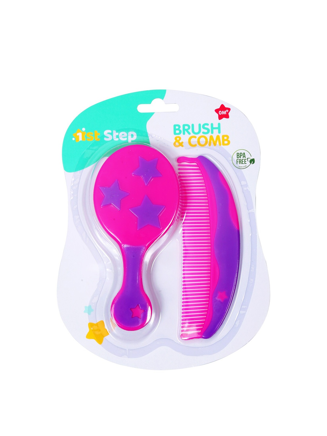 

1st Step Kids Set Of 2 Pink & Purple Solid Brush Set