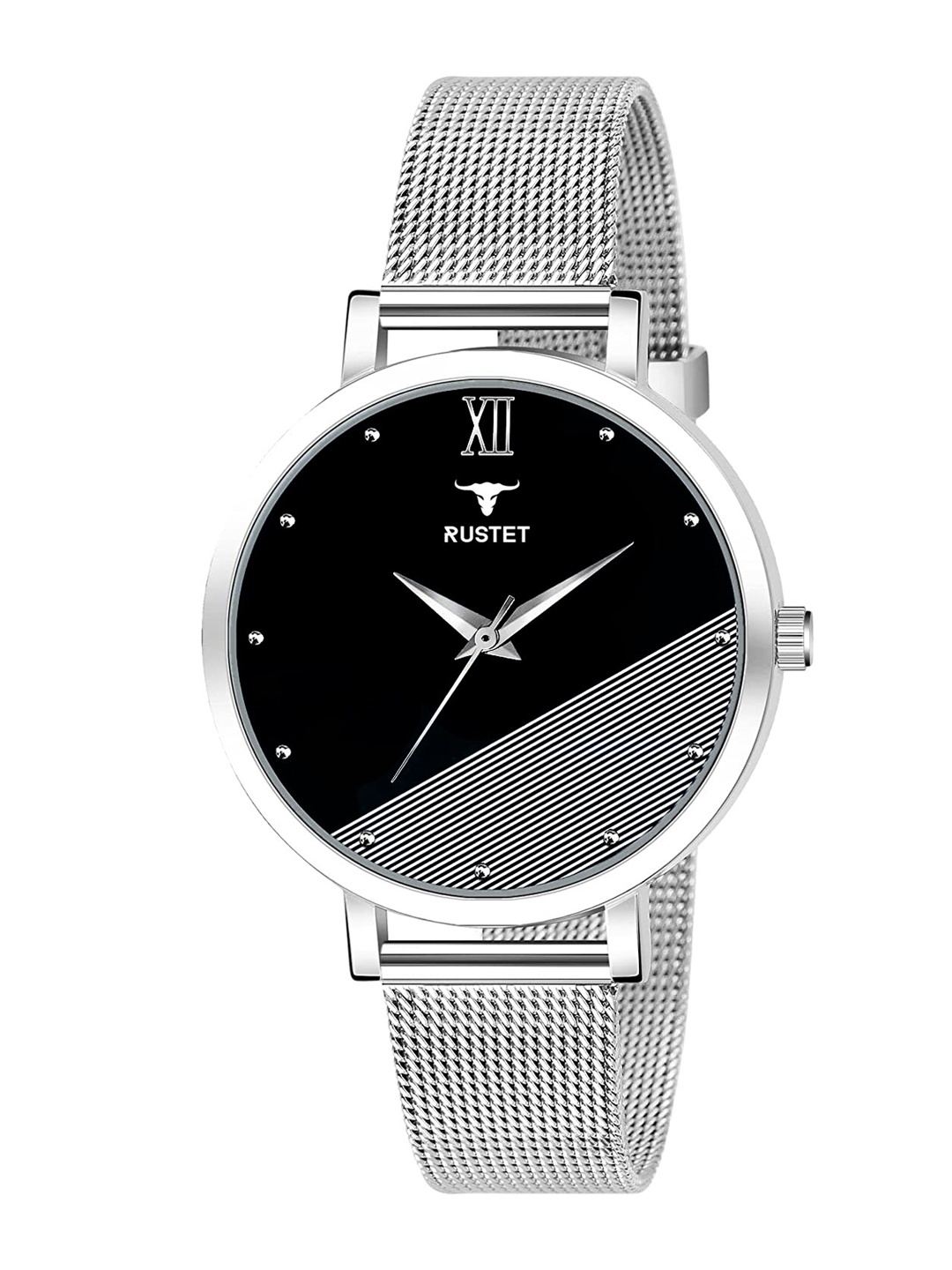 

RUSTET Women Black Dial & Silver Toned Straps Analogue Watch LD41-BLK-Silver