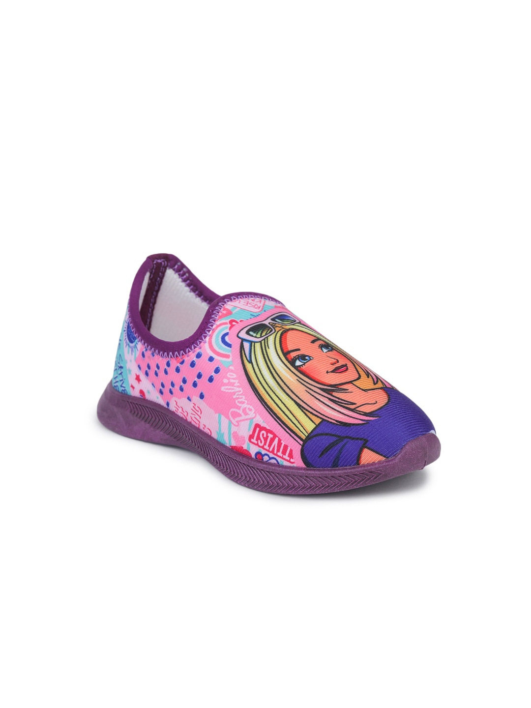 

toothless Girls Purple Barbie Printed Slip-On Sneakers