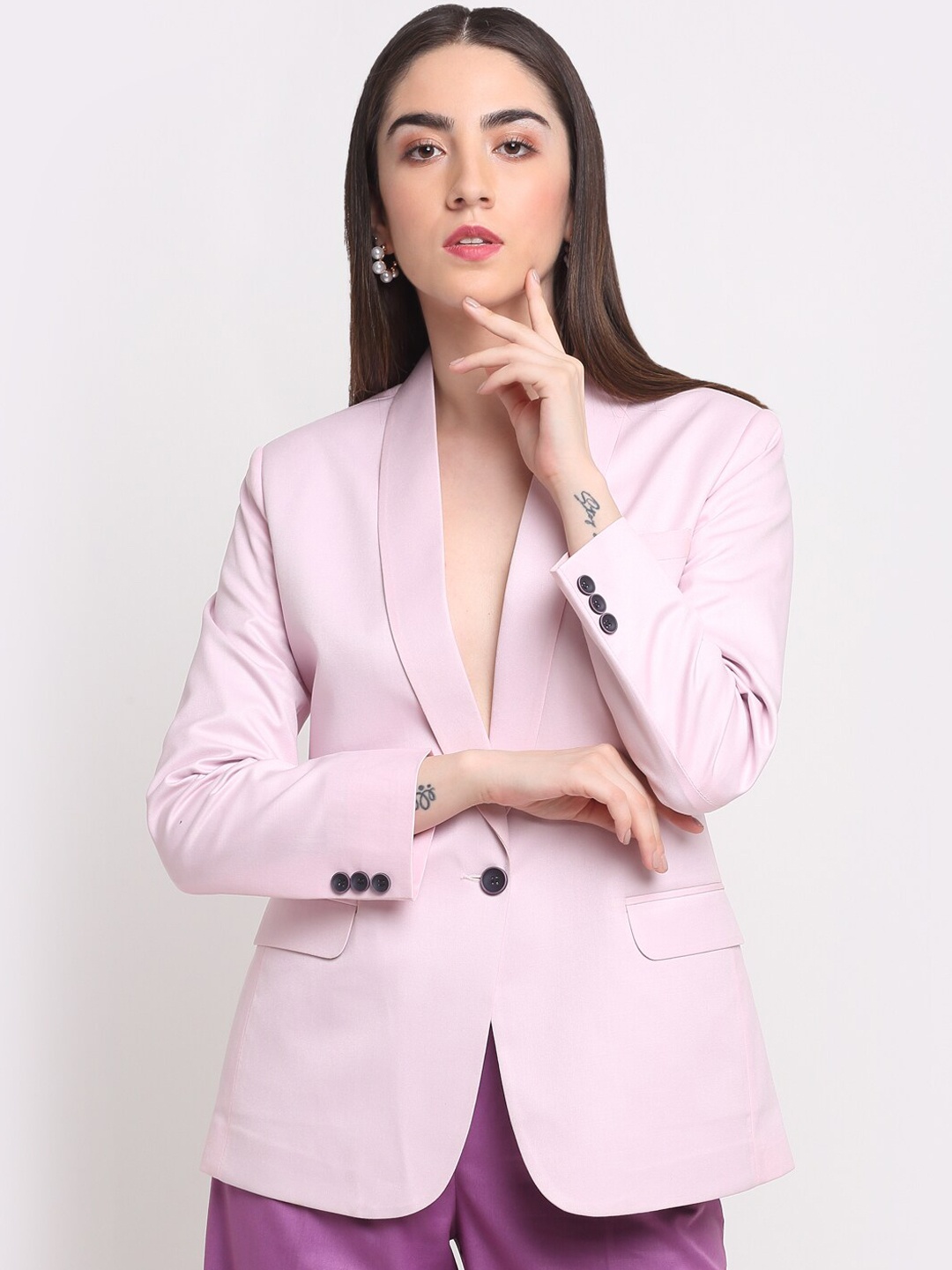 

Ennoble Women Pink Solid Blazers