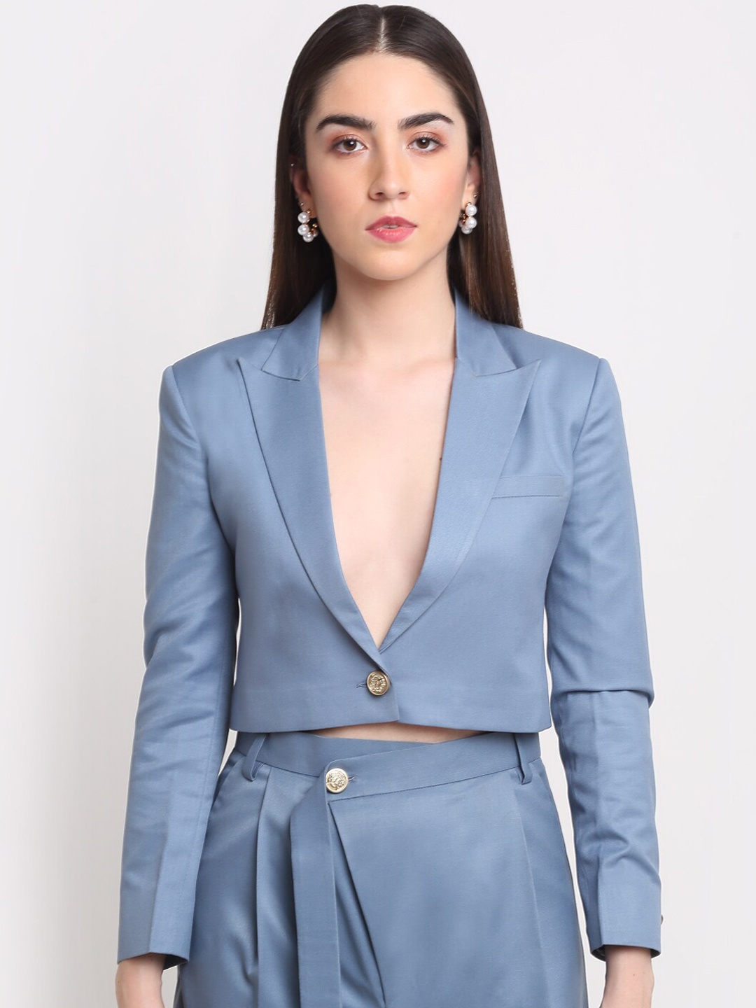 

Ennoble Women Blue Solid Single-Breasted Blazers