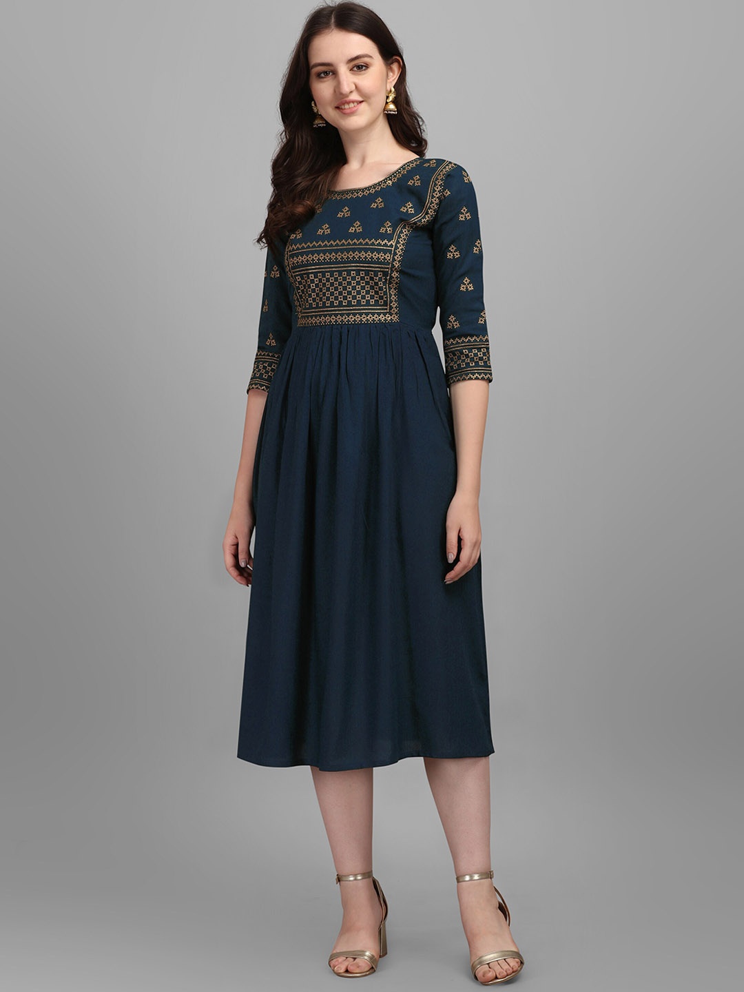 

FabFairy Women Blue Embellished Ethnic Maxi Dress