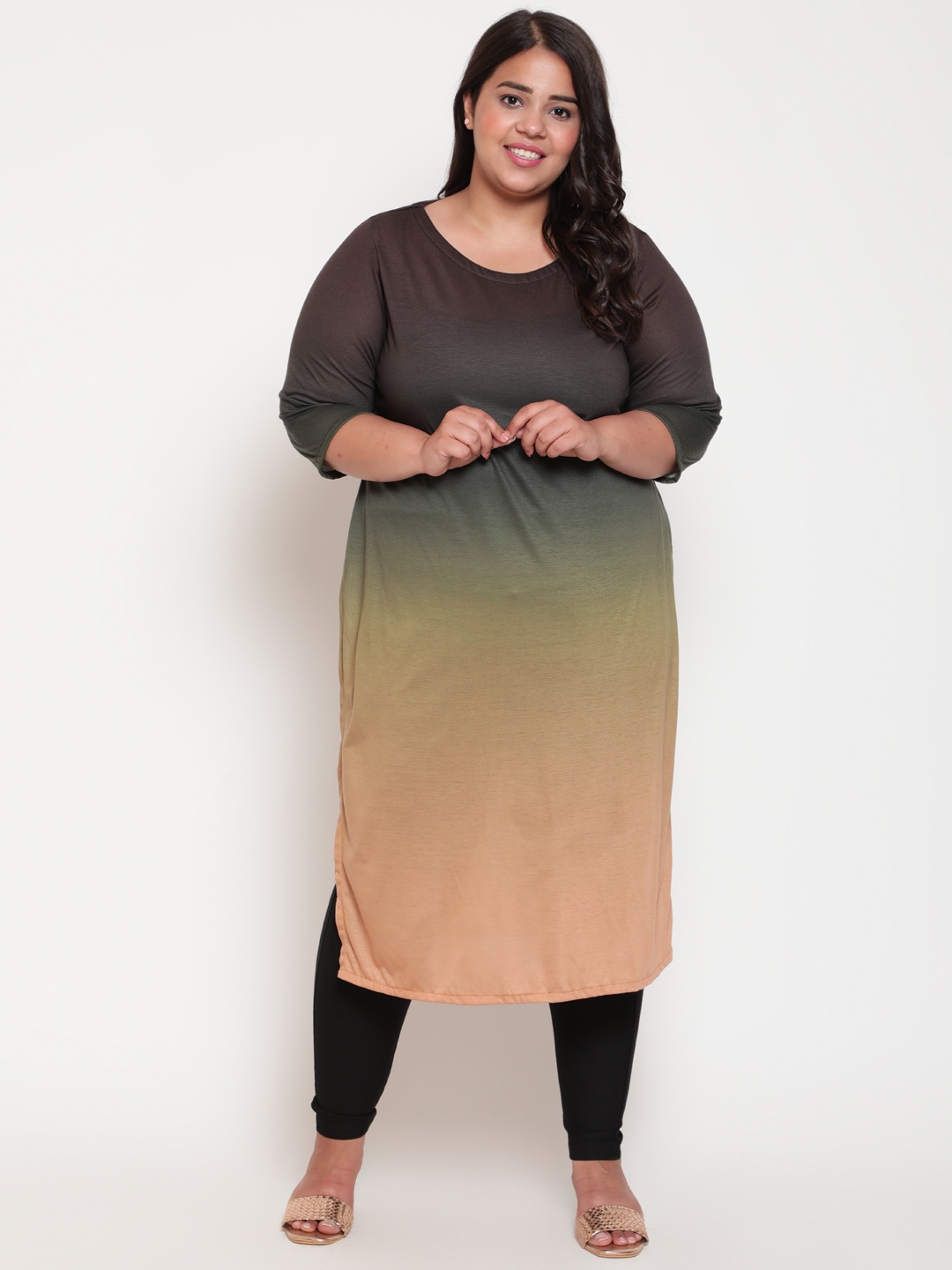 

Amydus Women Plus Size Ombre Kurta, Black